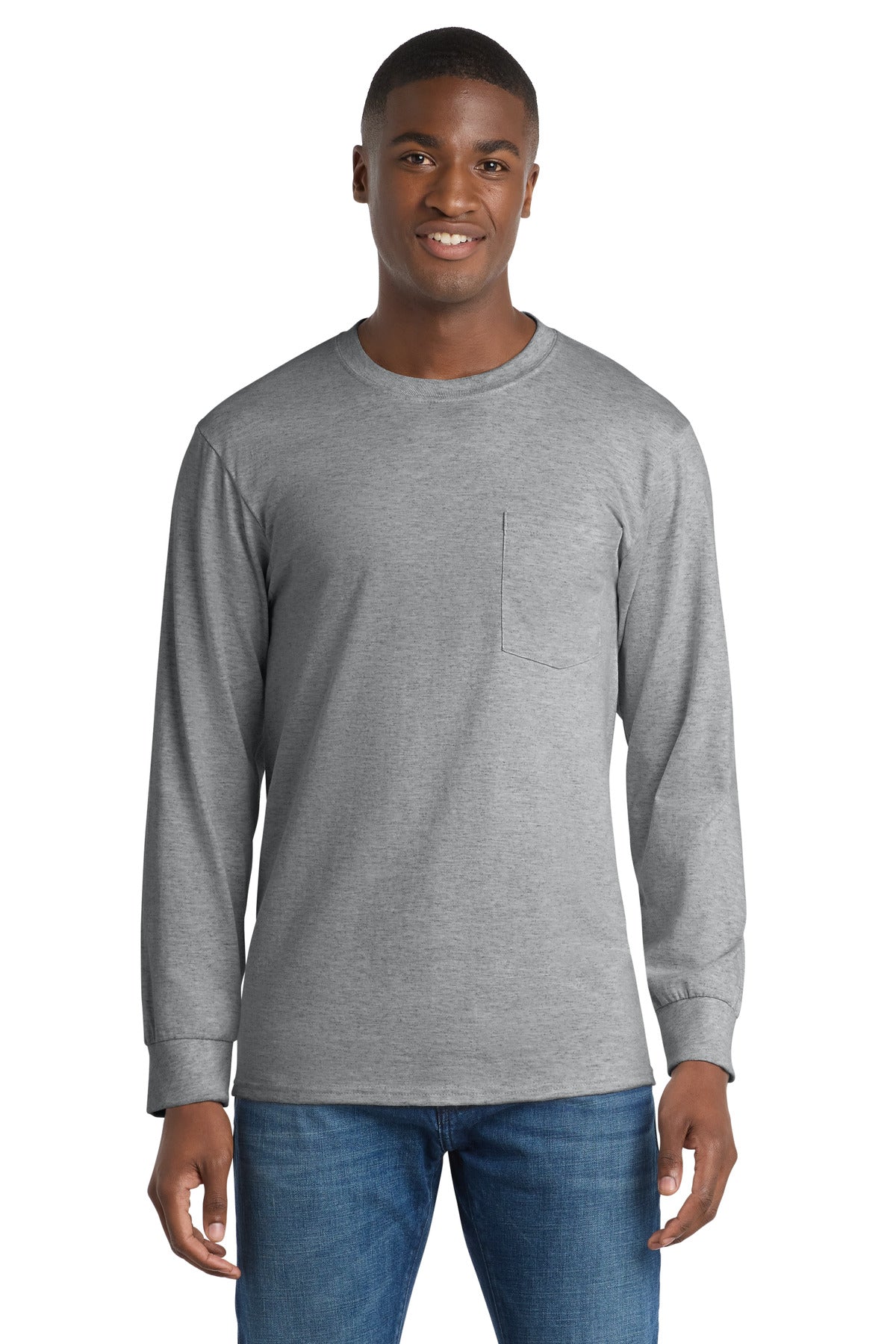 Port & Co ™  Long Sleeve Essential Pocket Tee.  PC61LSP