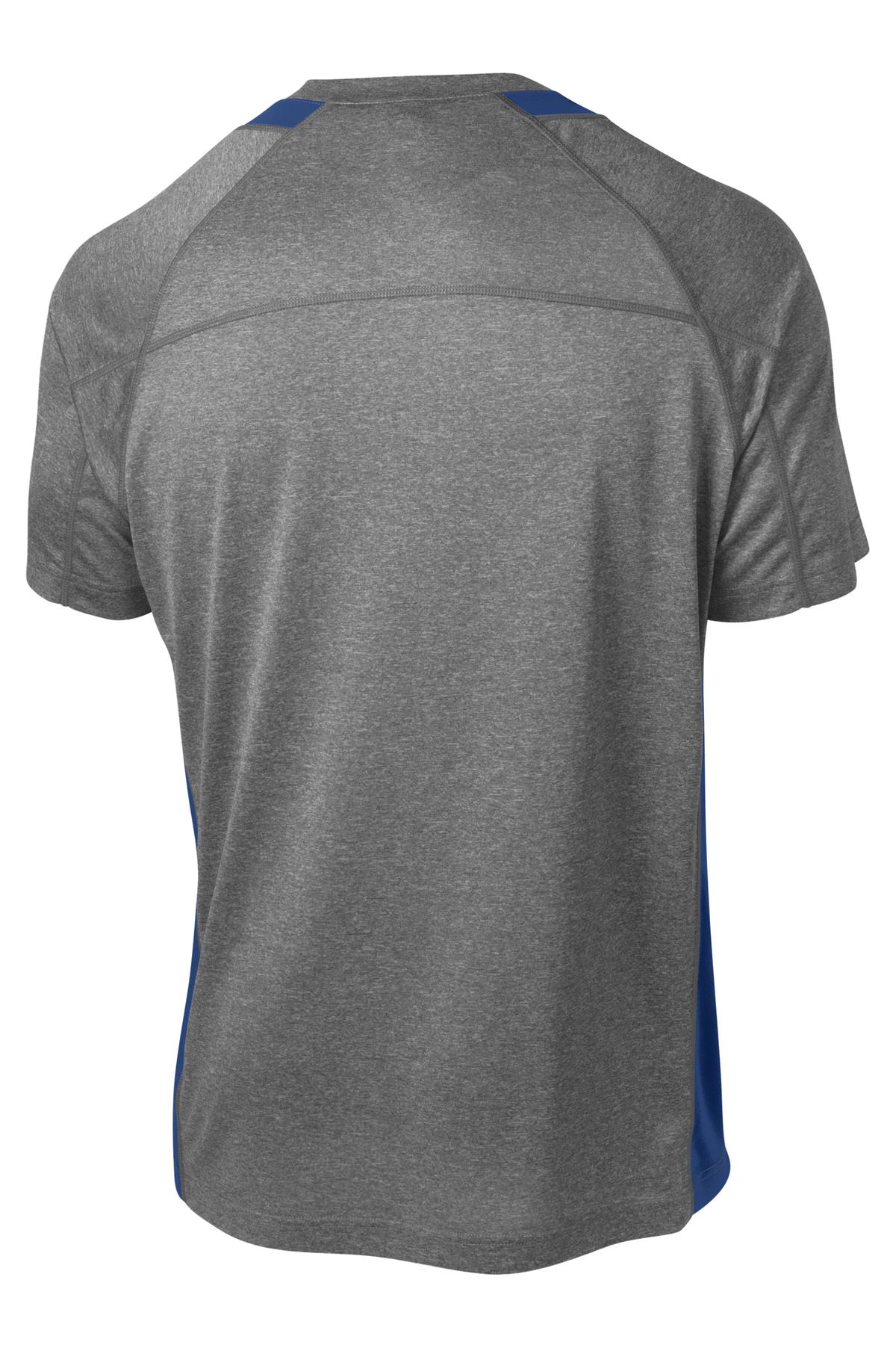 Sport-Tek Heather Colorblock Contender Tee ST361 - Vintage Heather/ True Royal - Back (flat)