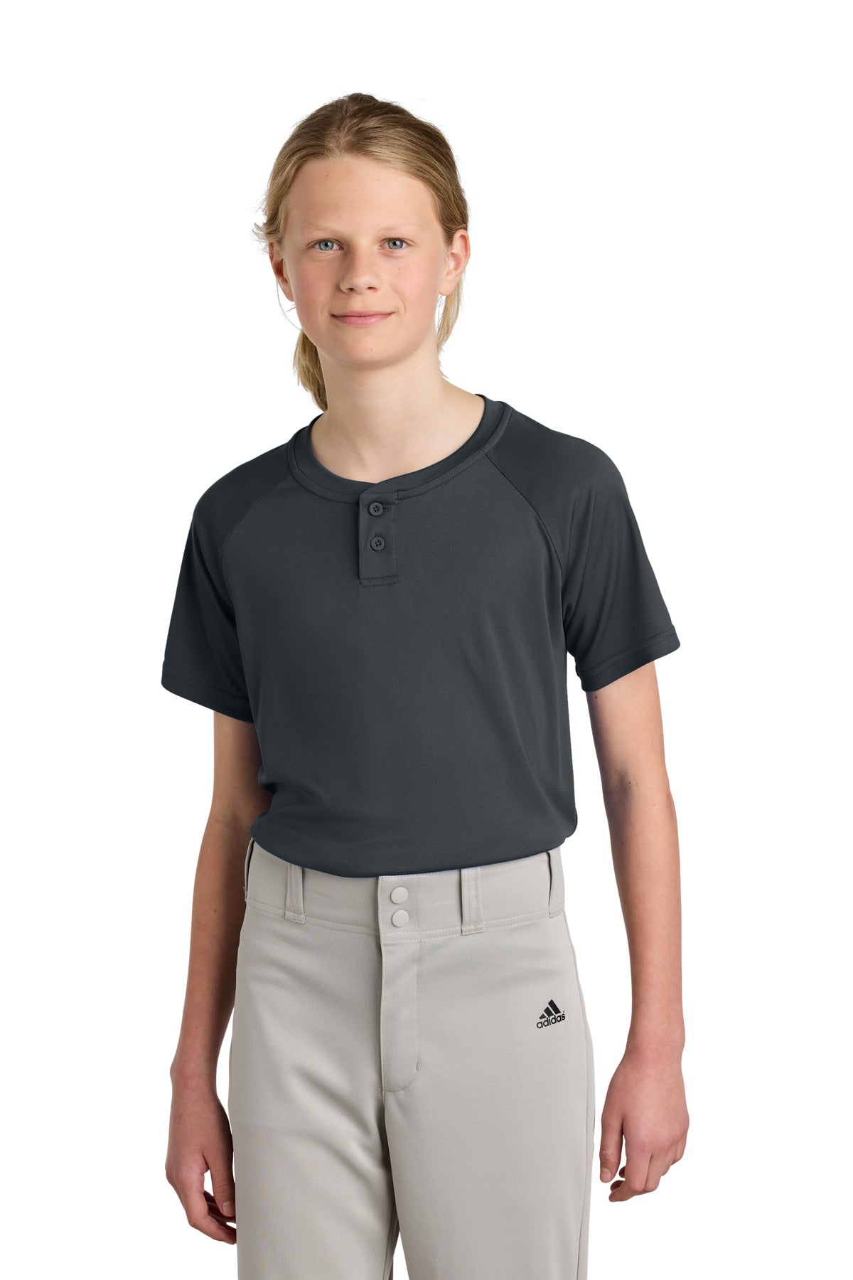 Sport-Tek ®  Youth PosiCharge ®  Competitor ™  2-Button Henley YST359