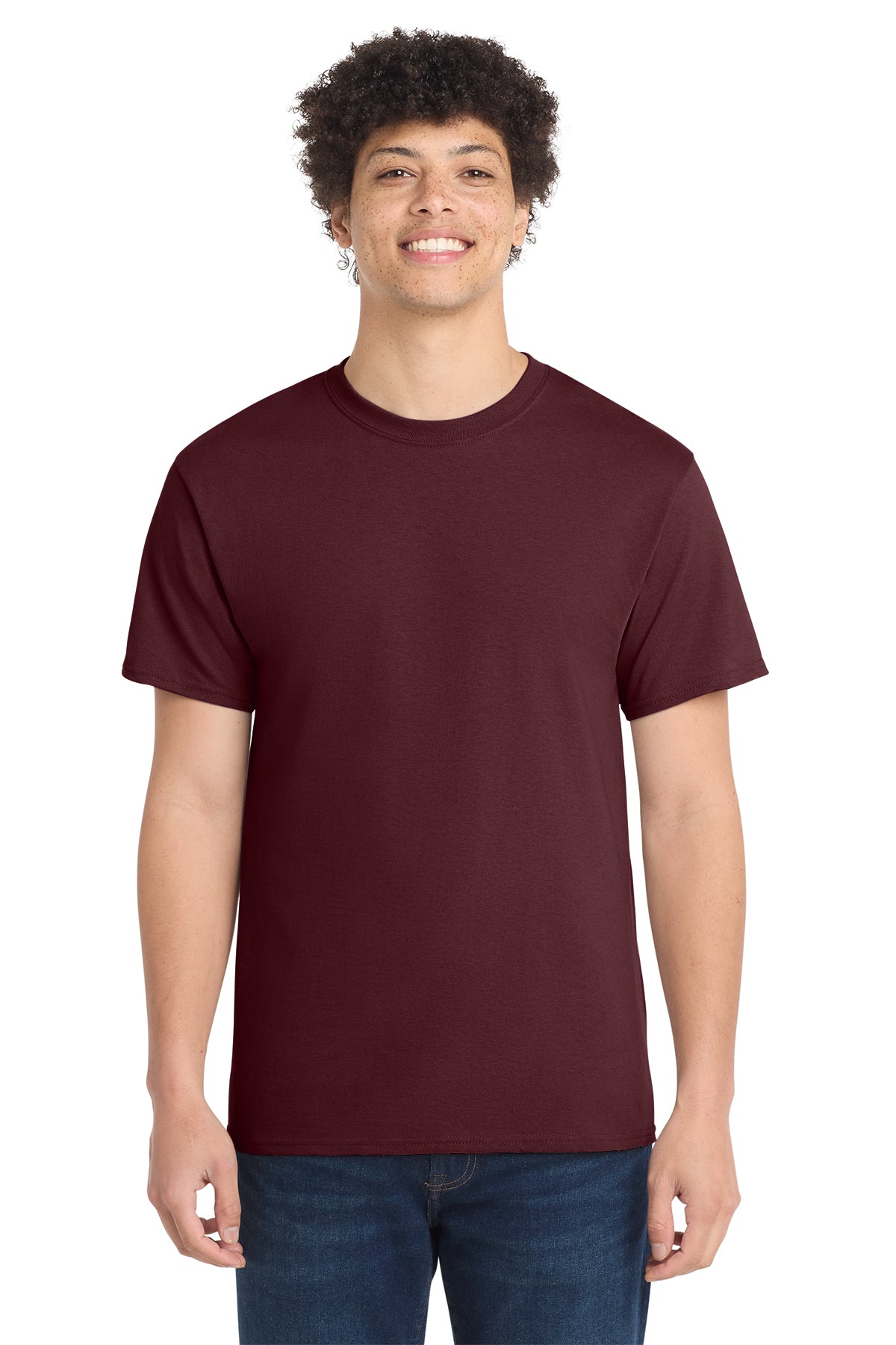 Port & Company PC54 Core Cotton Tee, Athletic Maroon, Model front