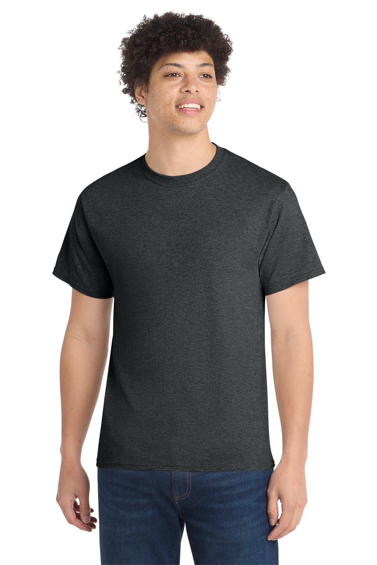 Port & Company PC54 Core Cotton Tee, Black Heather, Model front