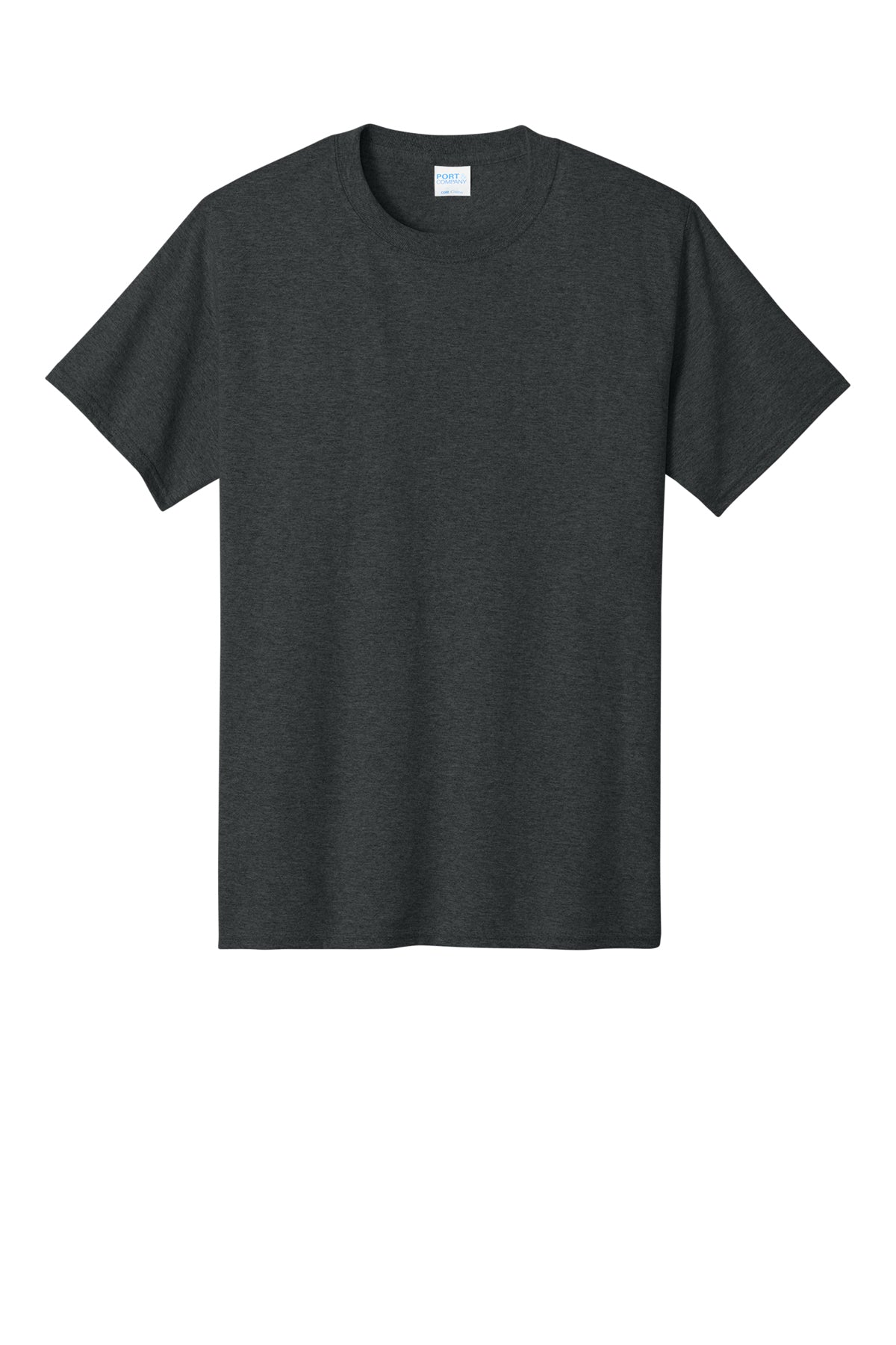 Port & Company PC54 Core Cotton Tee, Black Heather, Flat front