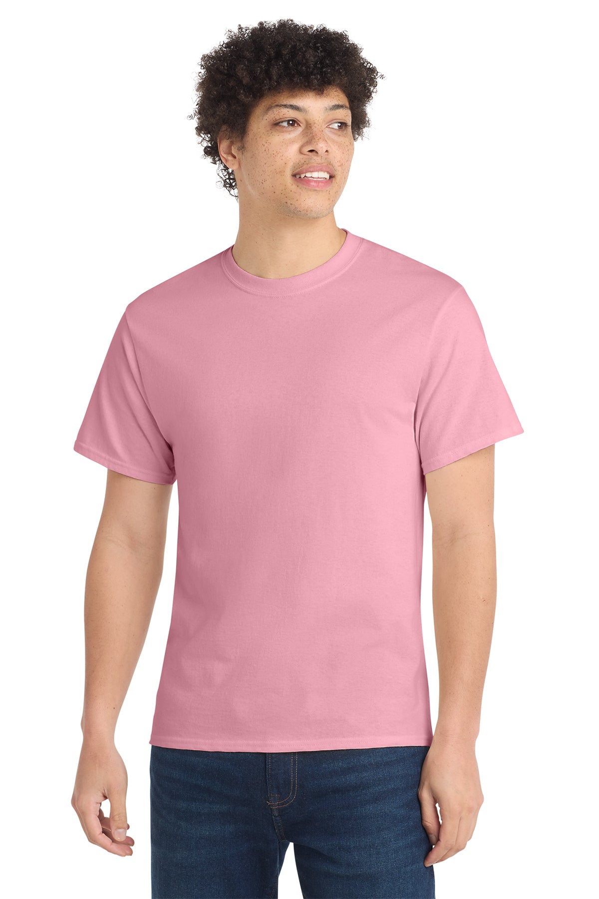Port & Company PC54 Core Cotton Tee, Candy Pink, Model front