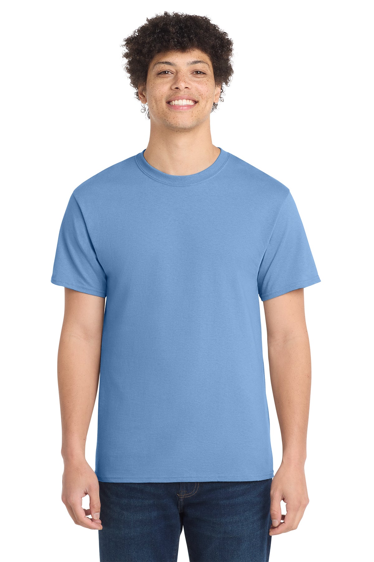 Port & Company PC54 Core Cotton Tee, Carolina Blue, Model front