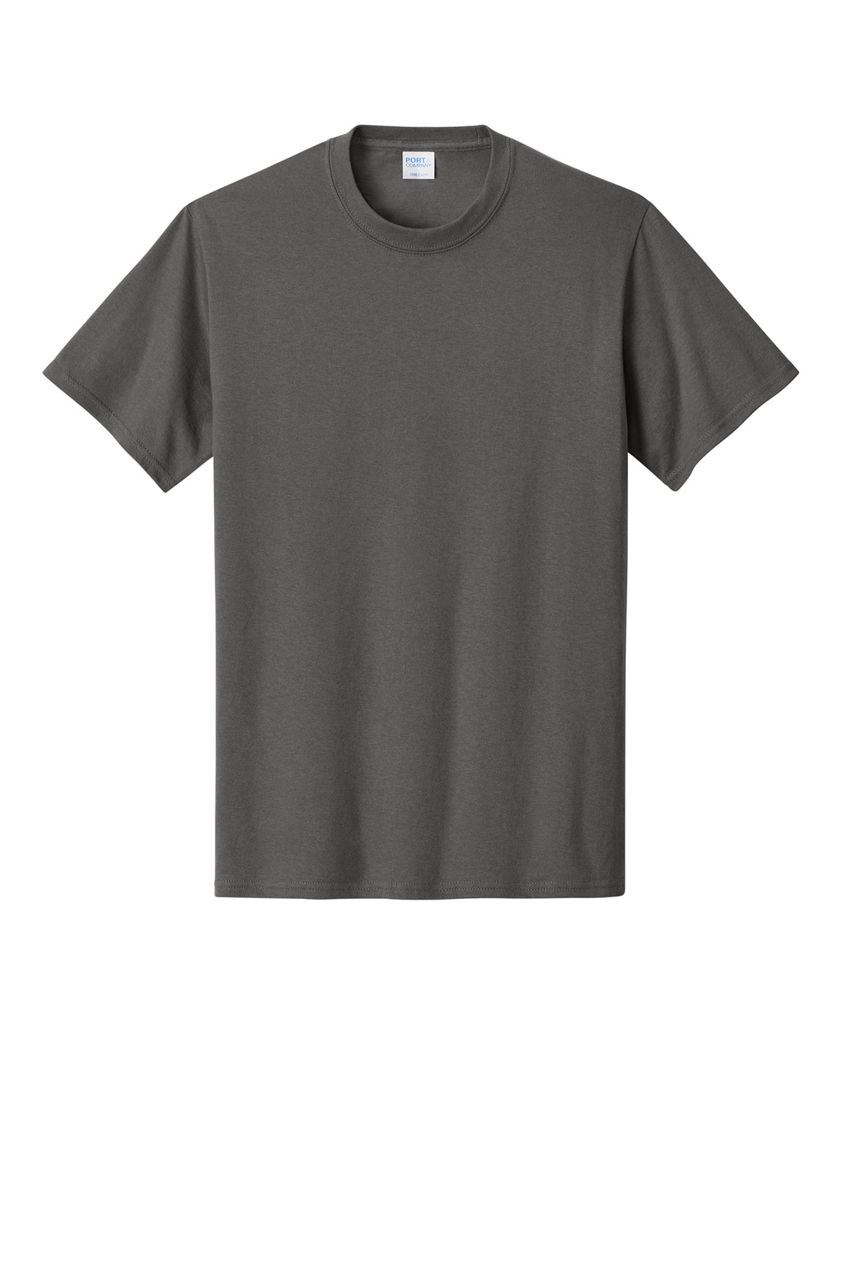 Port & Company PC54 Core Cotton Tee, Charcoal, Flat front