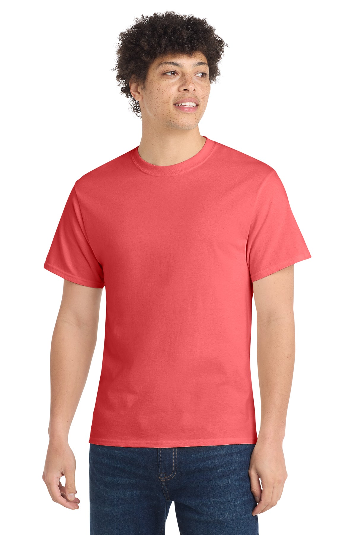 Port & Company PC54 Core Cotton Tee, Coral, Model front