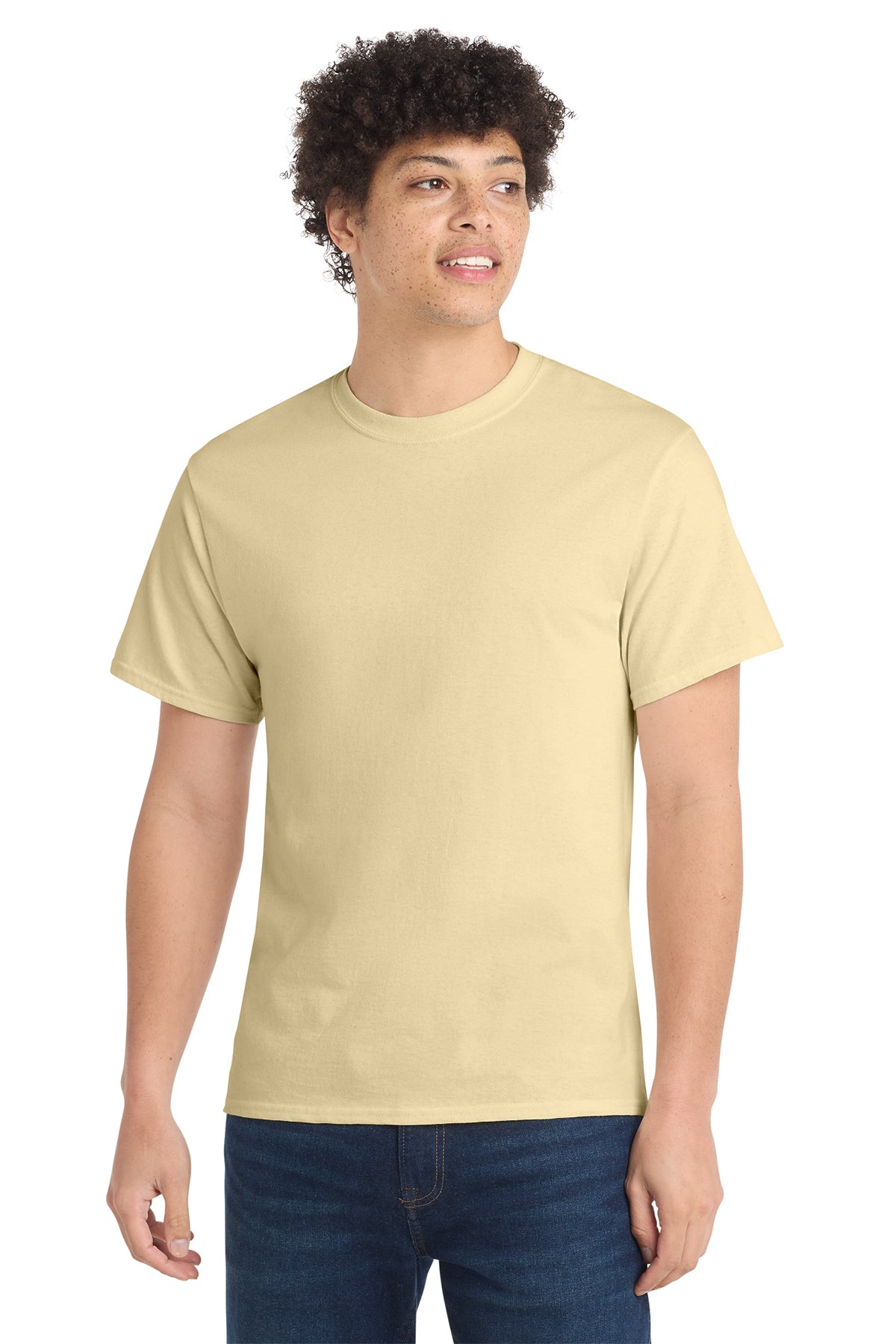 Port & Company PC54 Core Cotton Tee, Creme, Model front