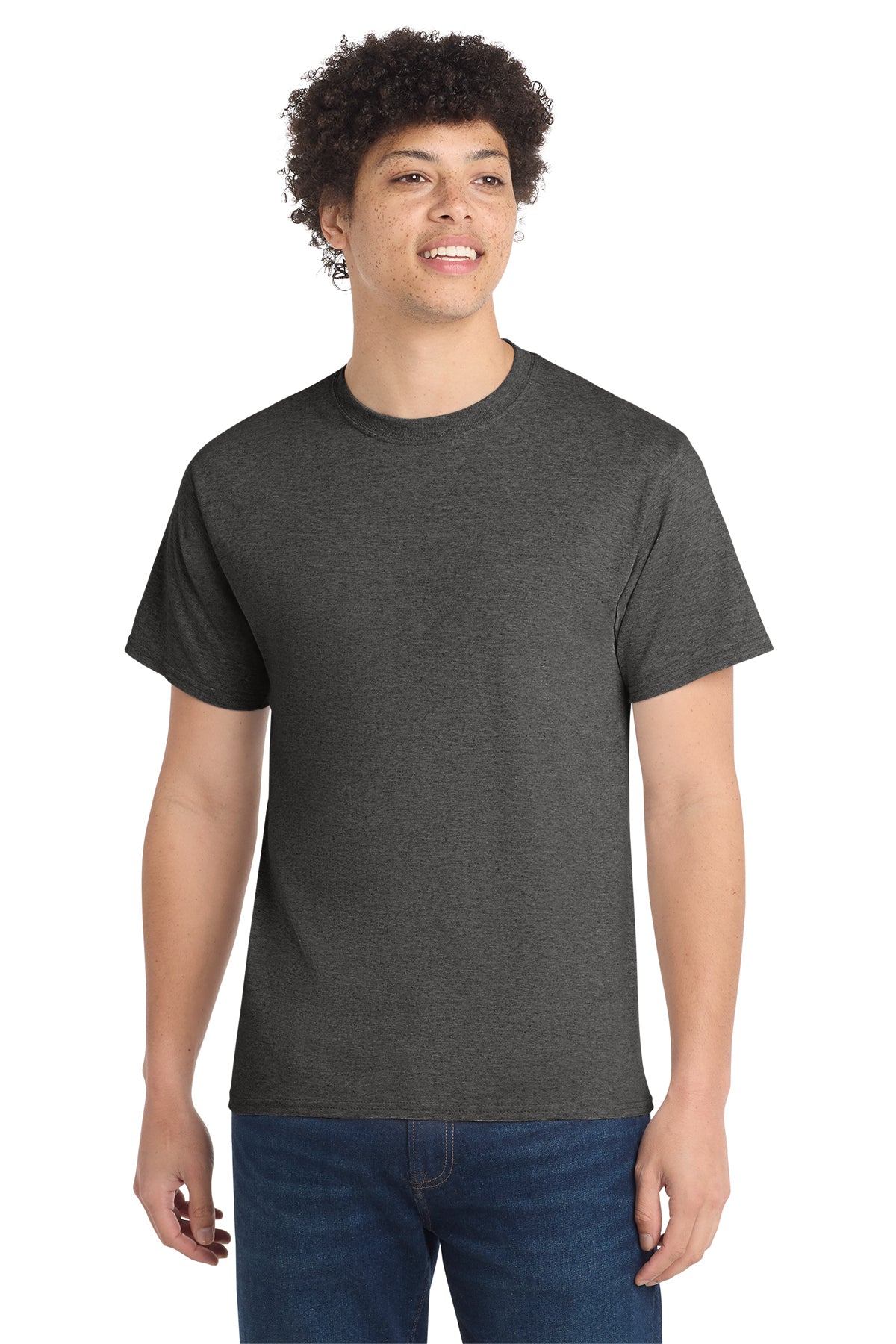 Port & Company PC54 Core Cotton Tee, Dark Heather Grey, Model front