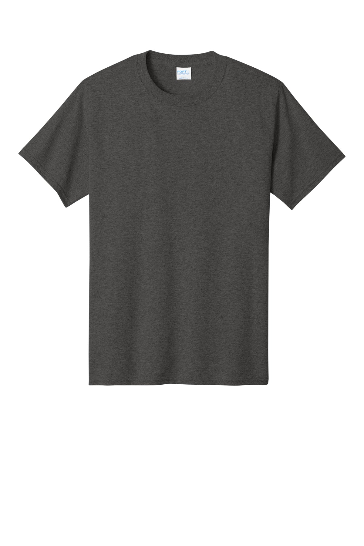 Port & Company PC54 Core Cotton Tee, Dark Heather Grey, Flat front