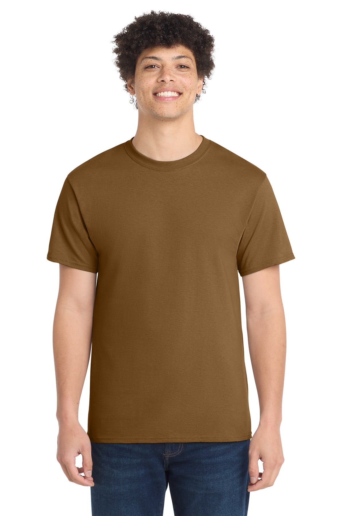 Port & Company PC54 Core Cotton Tee, Duck Brown, Model front
