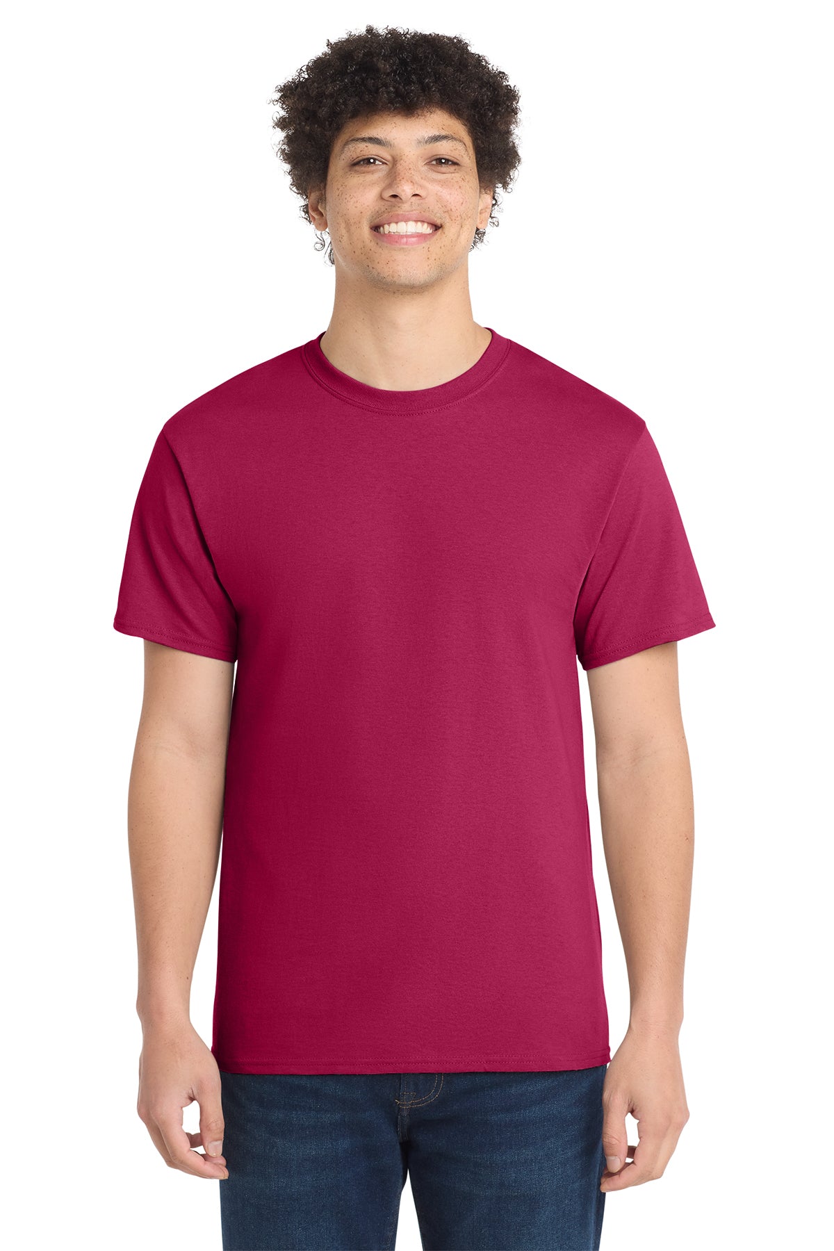 Port & Company PC54 Core Cotton Tee, Flush Pink, Model front