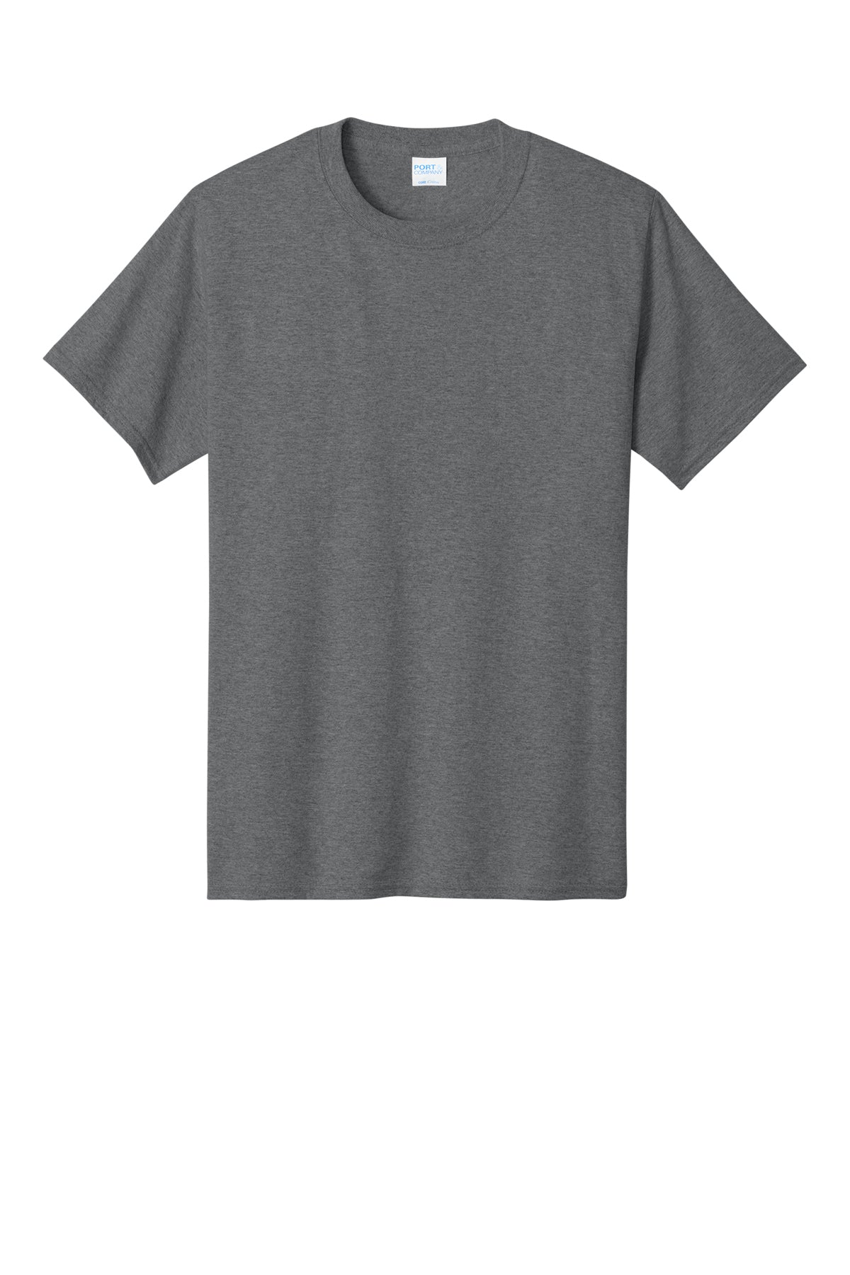 Port & Company PC54 Core Cotton Tee, Graphite Heather, Flat front