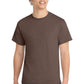 Port & Company PC54 Core Cotton Tee, Heather Dark Chocolate Brown, Model front