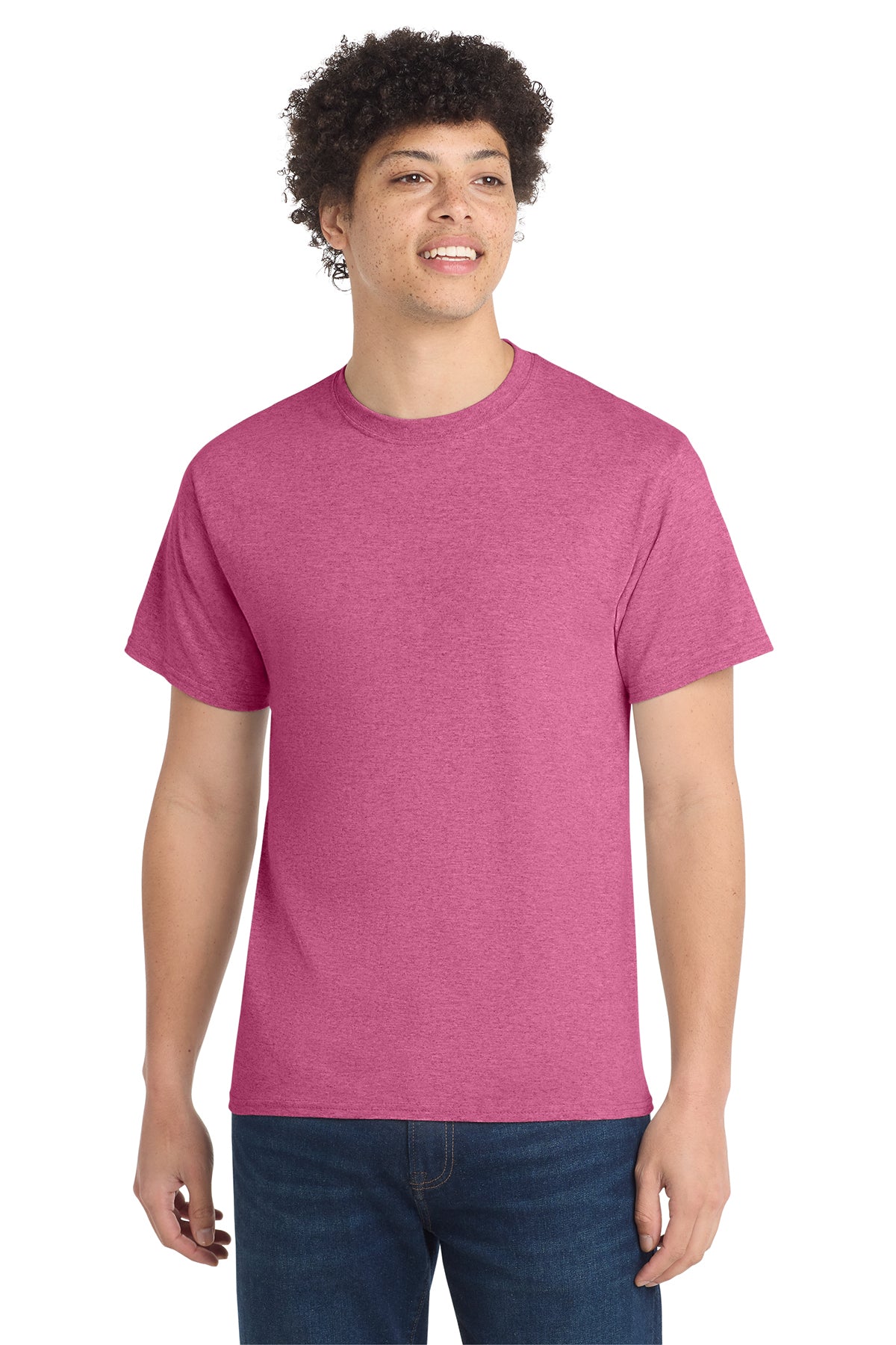 Port & Company PC54 Core Cotton Tee, Heather Sangria, Model front