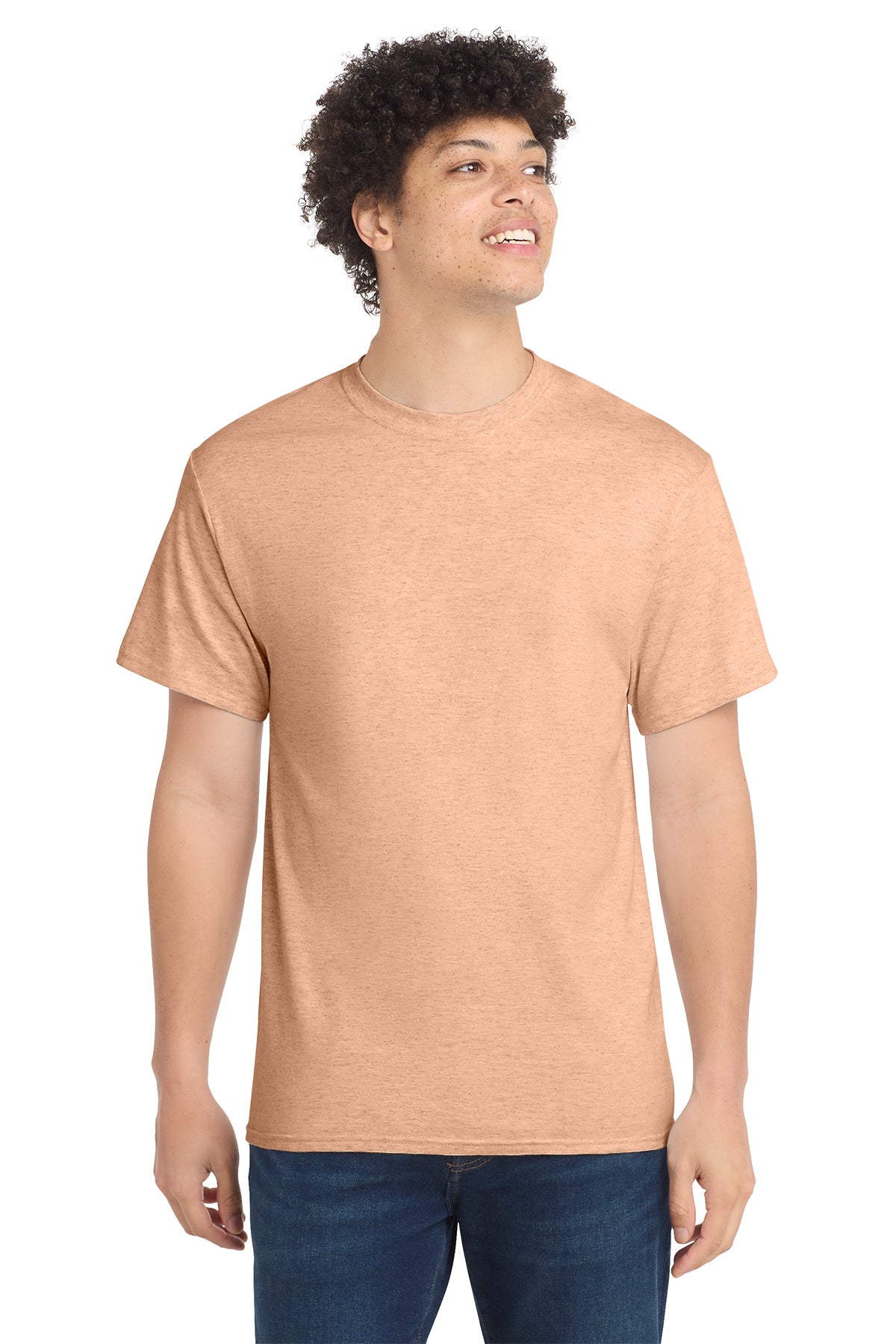 Port & Company PC54 Core Cotton Tee, Heathered Dusty Peach, Model front