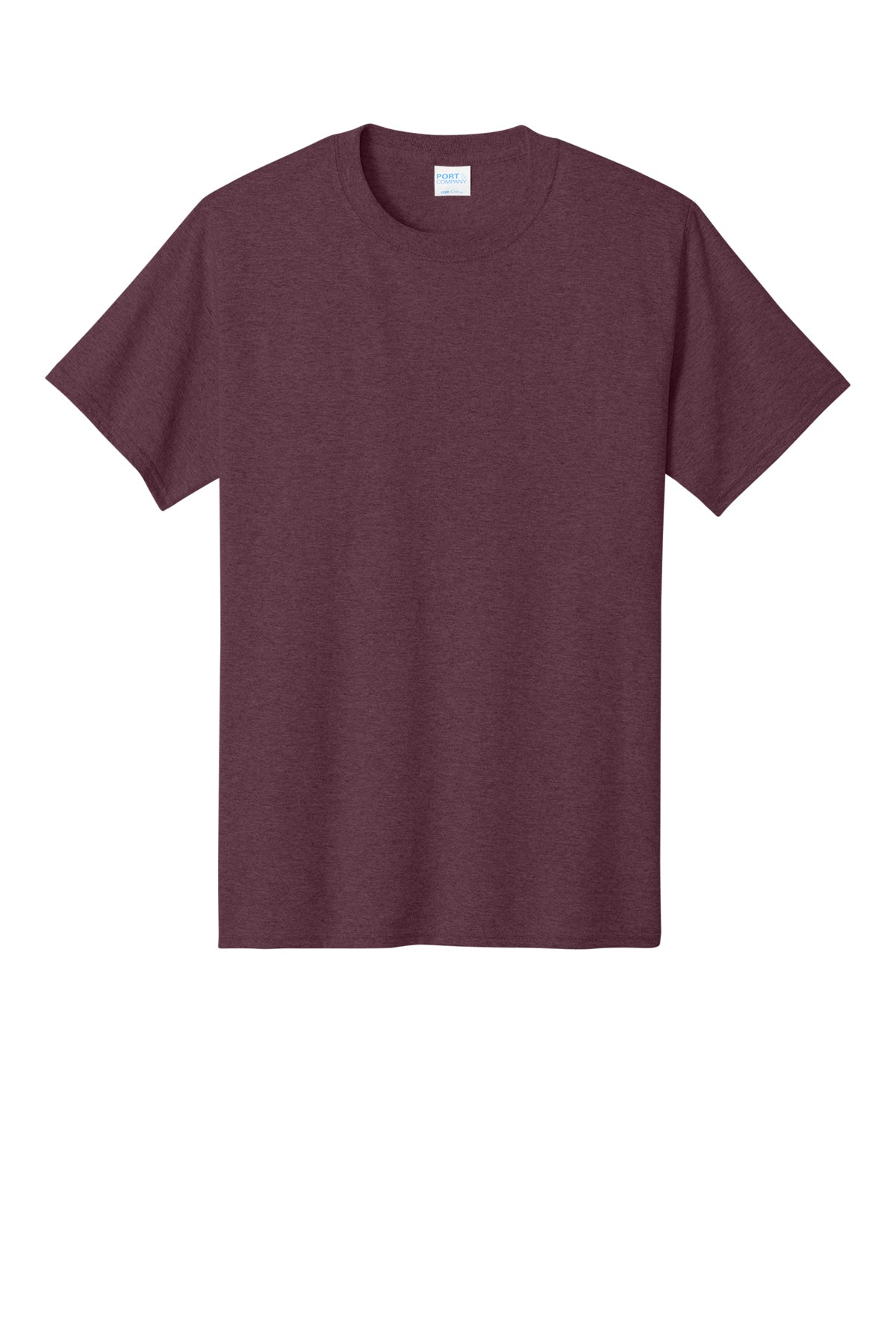 Port & Company PC54 Core Cotton Tee, Heather Athletic Maroon, Flat front