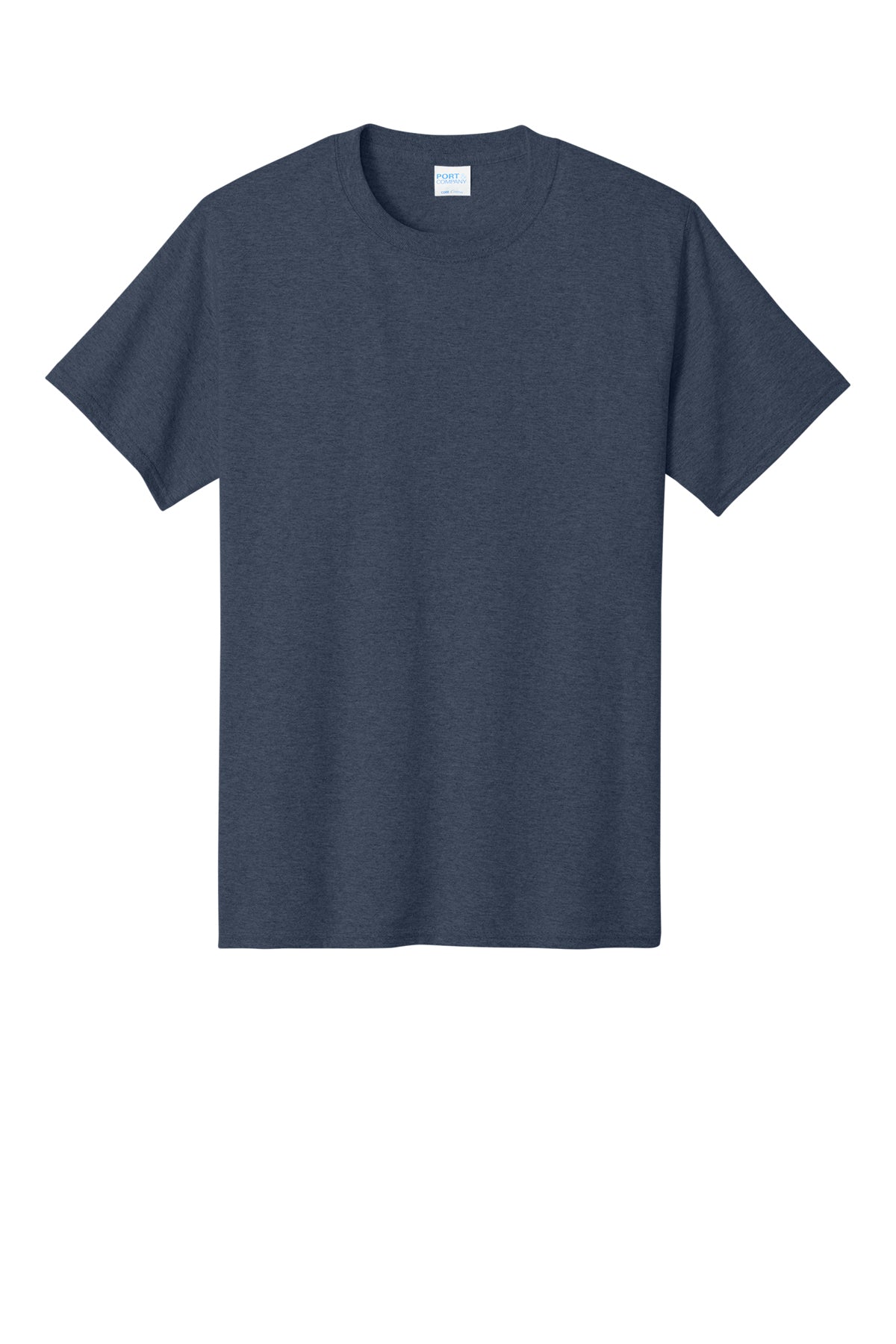Port & Company PC54 Core Cotton Tee, Heather Navy, Flat front