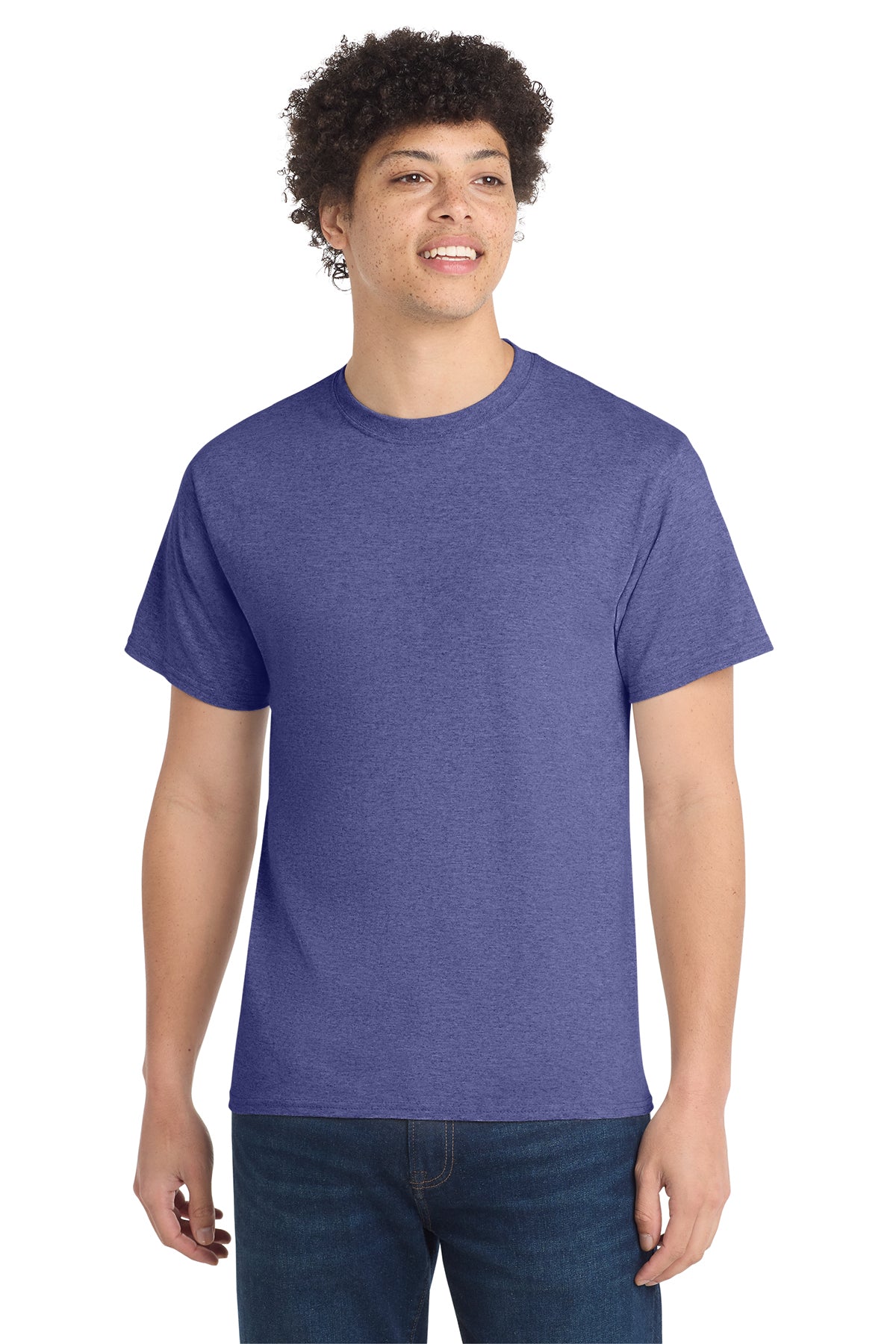 Port & Company PC54 Core Cotton Tee, Heather Purple, Model front