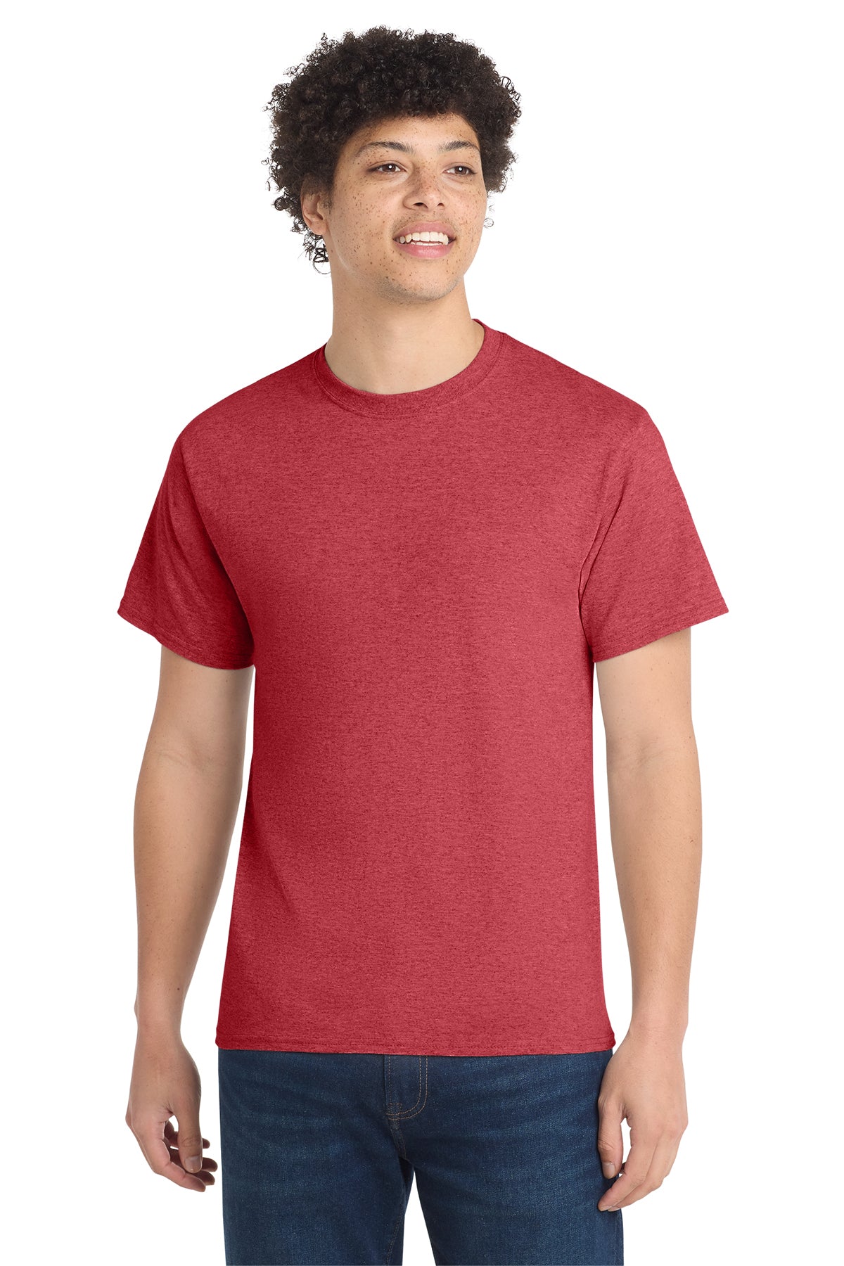 Port & Company PC54 Core Cotton Tee, Heather Red, Model front