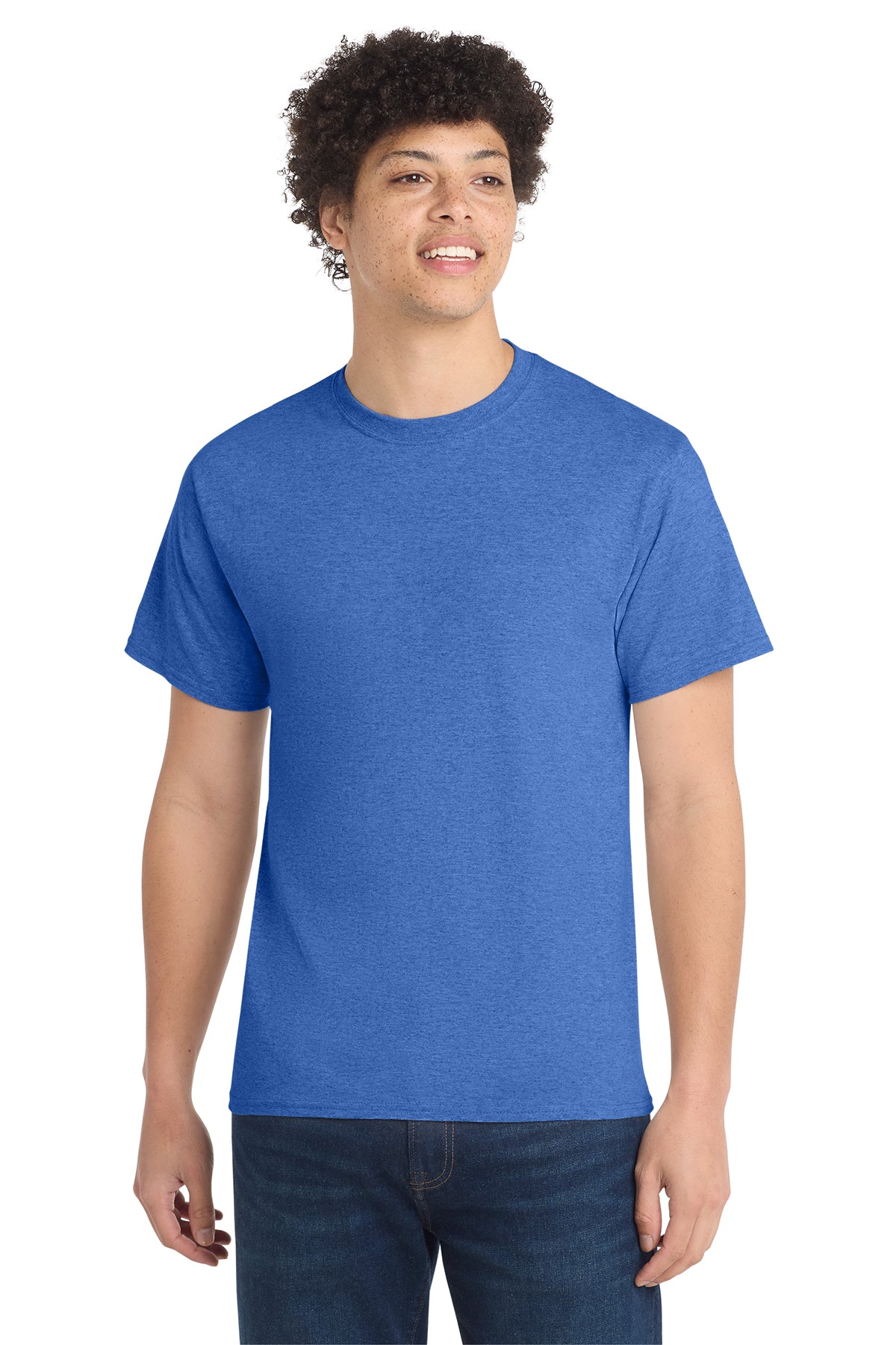 Port & Company PC54 Core Cotton Tee, Heather Royal, Model front