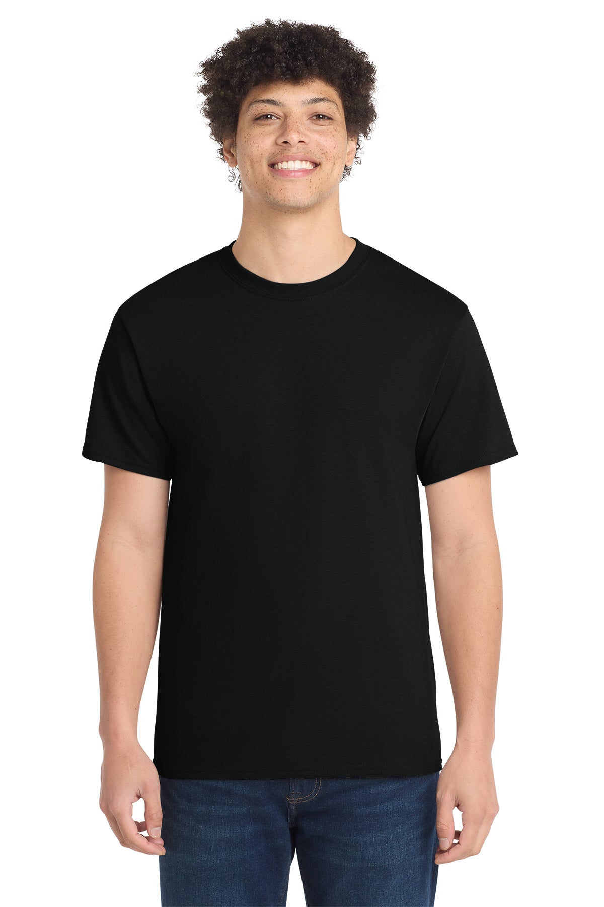 Port & Company PC54 Core Cotton Tee, Jet Black, Model front