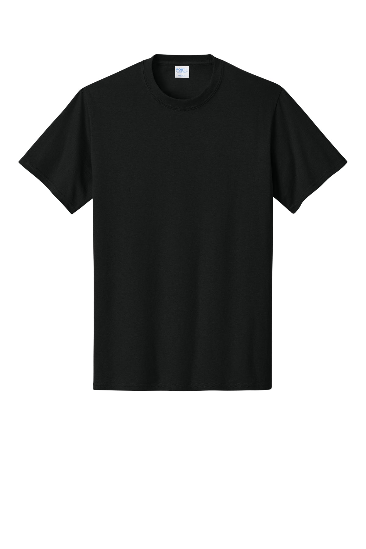 Port & Company PC54 Core Cotton Tee, Jet Black, Flat front