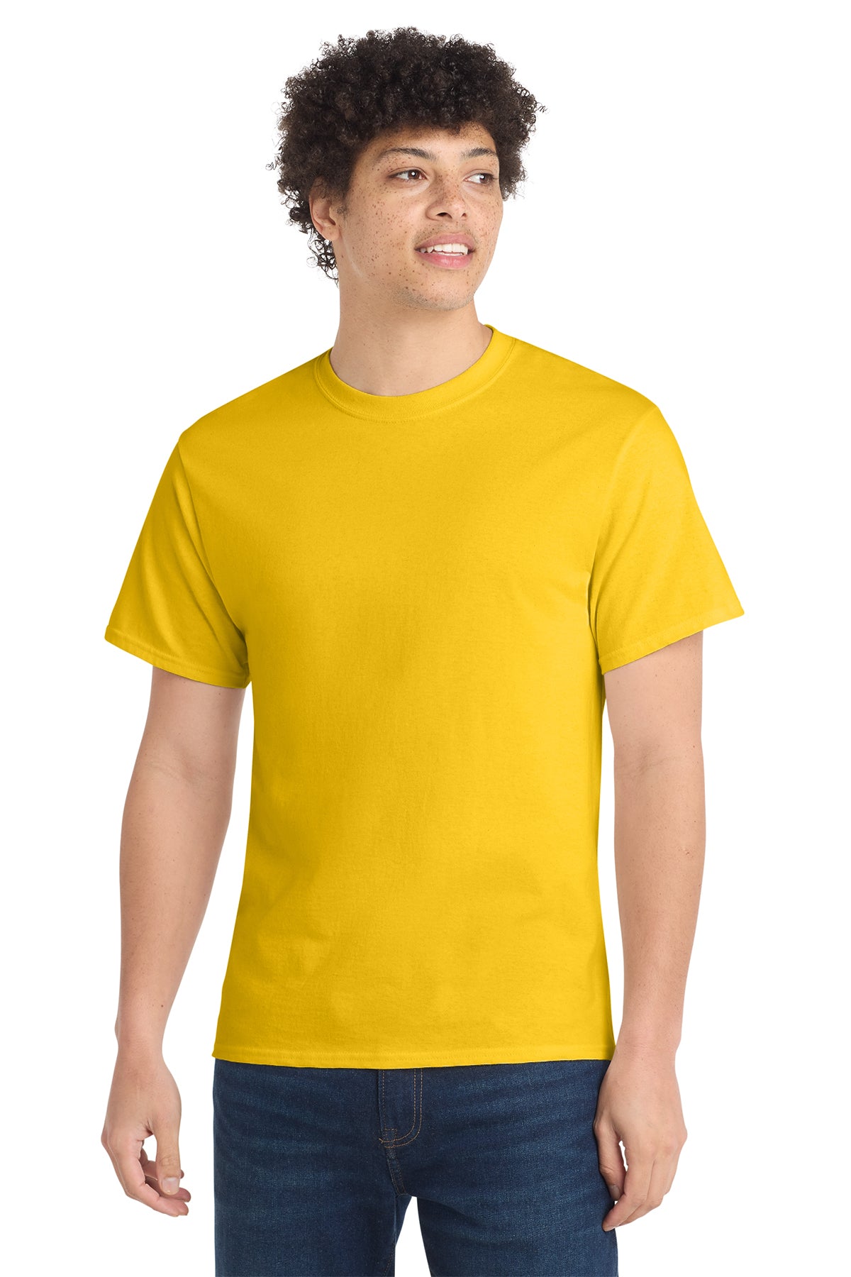 Port & Company PC54 Core Cotton Tee, Lemon Yellow, Model front