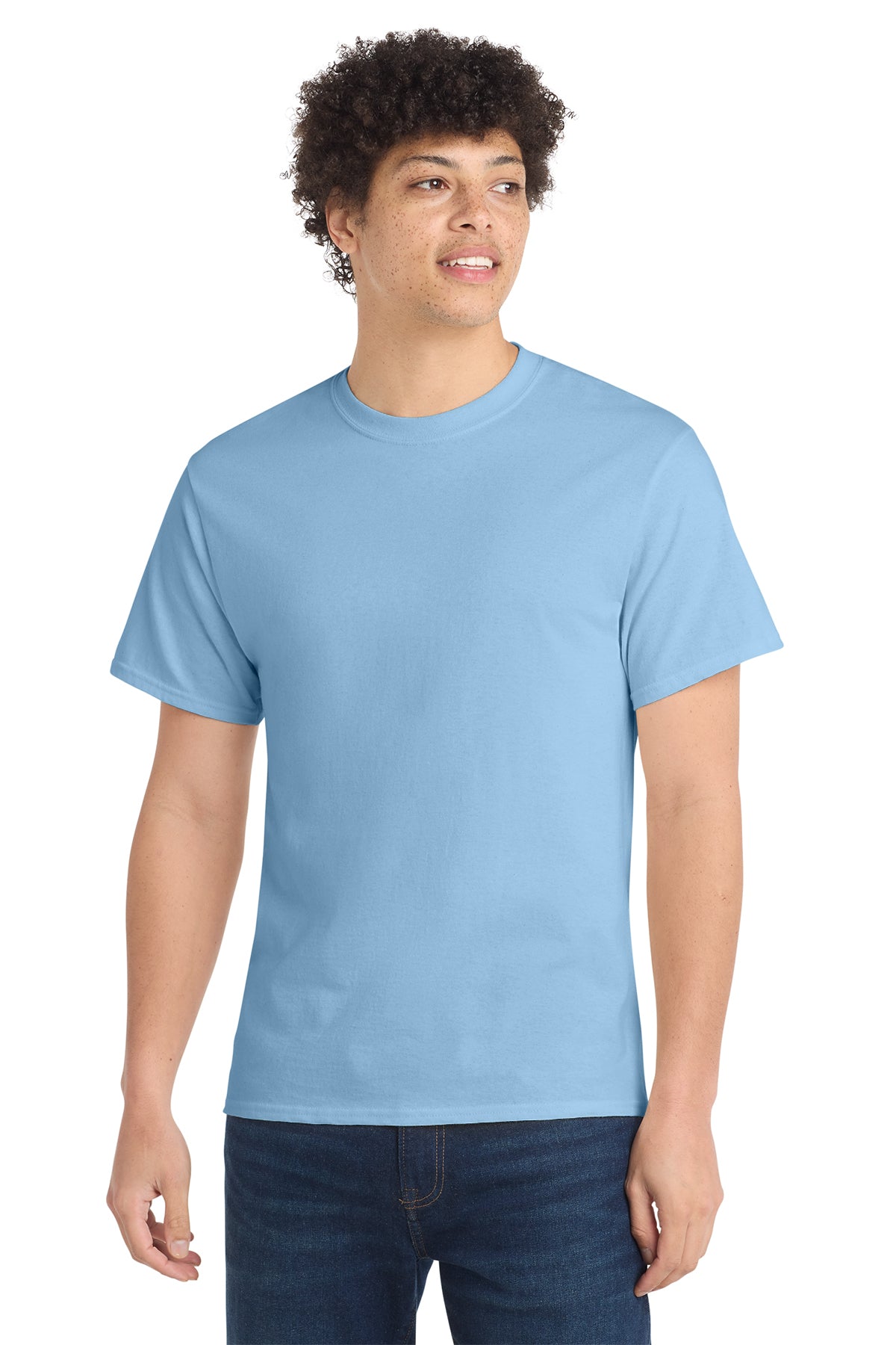 Port & Company PC54 Core Cotton Tee, Light Blue, Model front