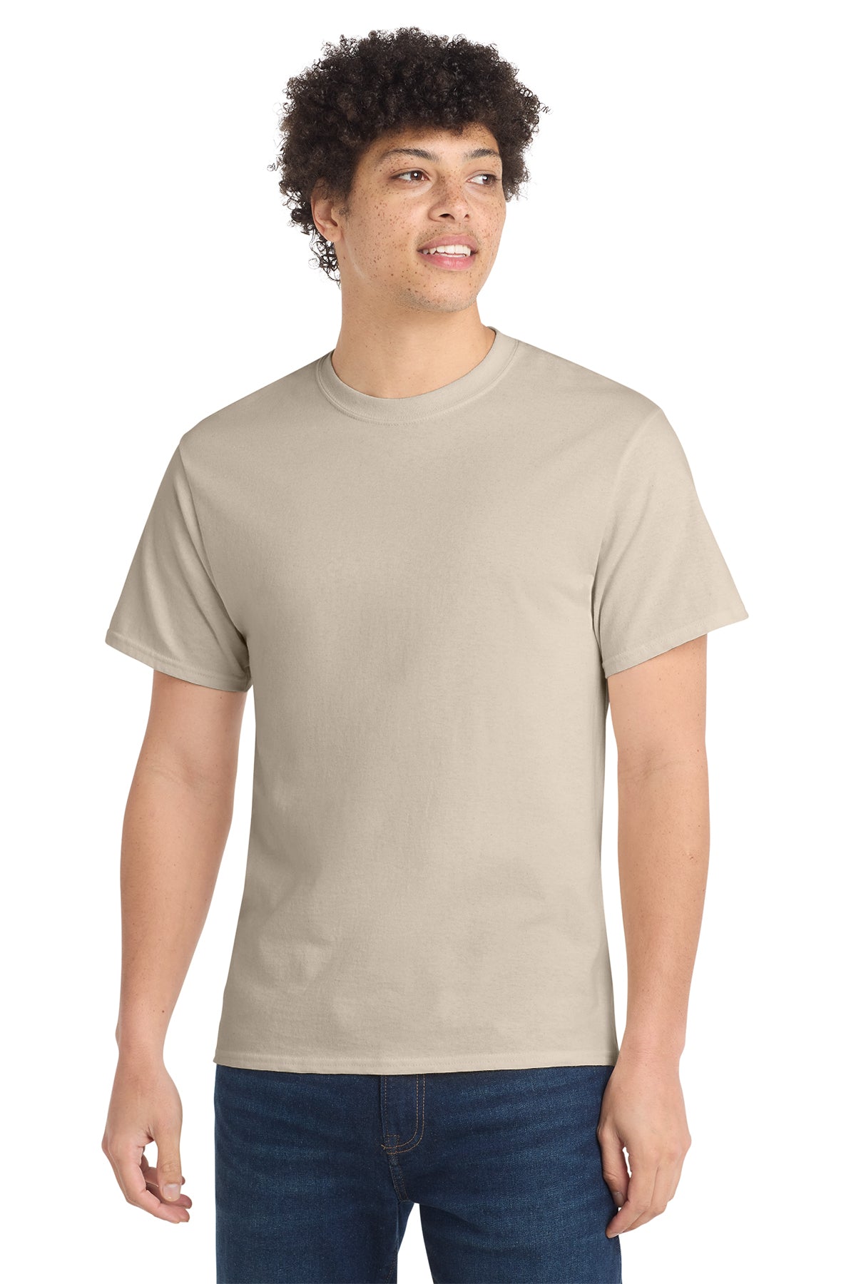 Port & Company PC54 Core Cotton Tee, Light Sand, Model front