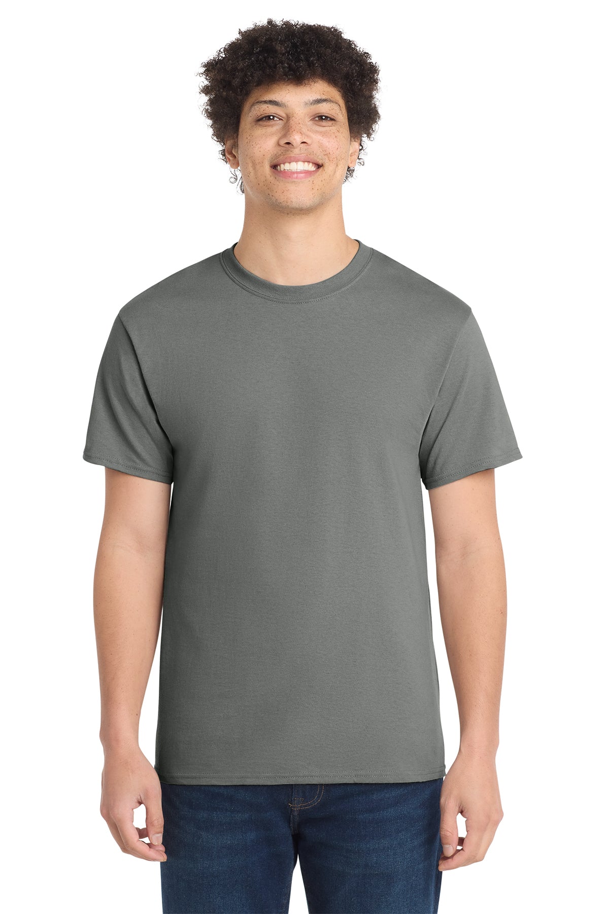 Port & Company PC54 Core Cotton Tee, Medium Grey, Model front