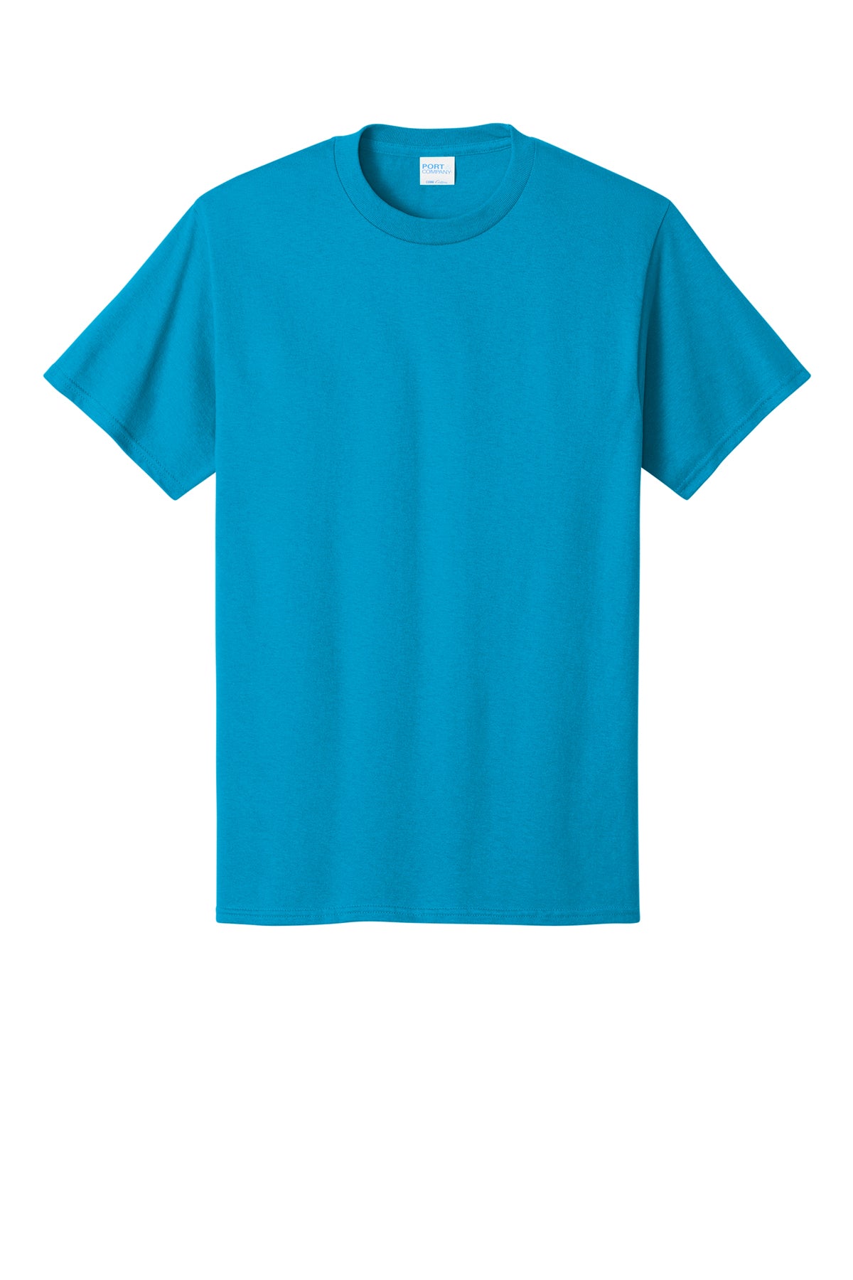 Port & Company PC54 Core Cotton Tee, Neon Blue, Flat front