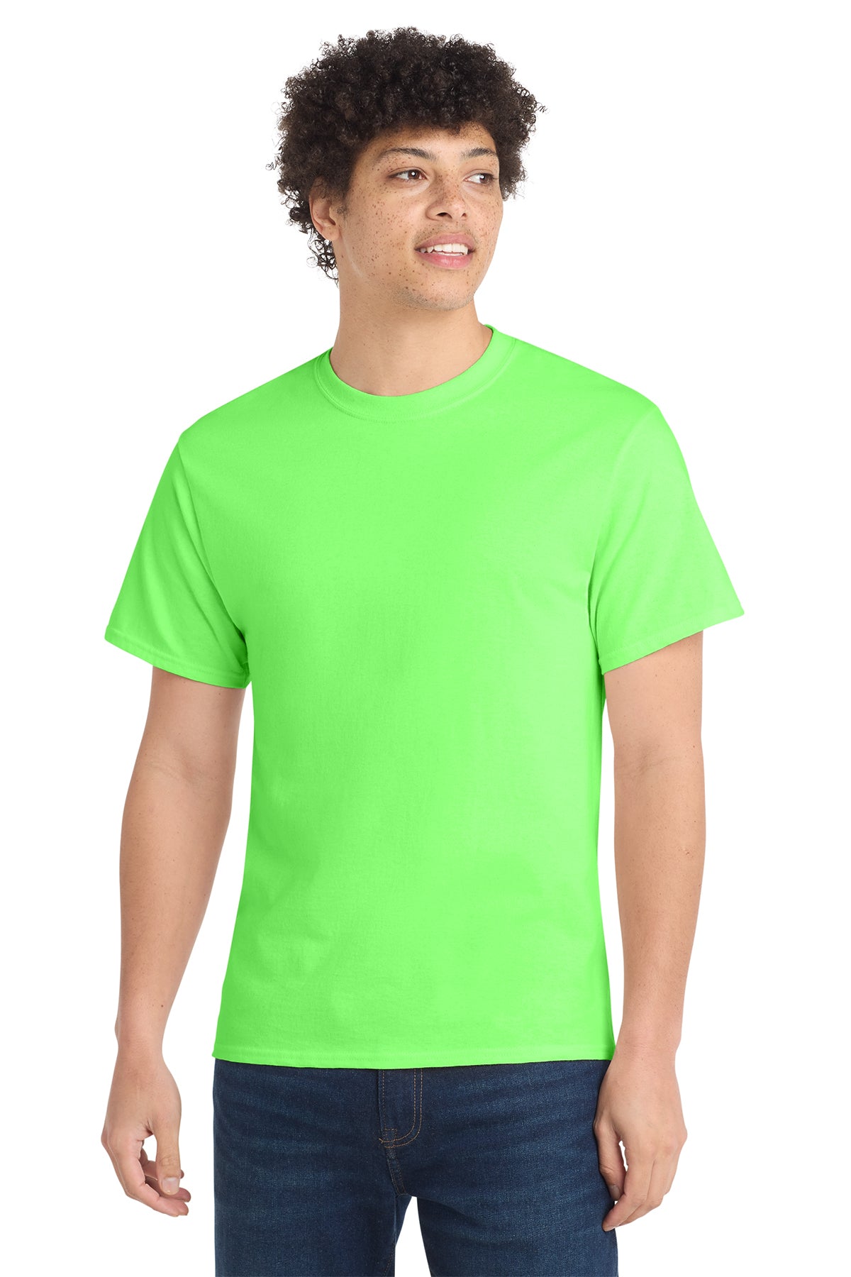 Port & Company PC54 Core Cotton Tee, Neon Green, Model front