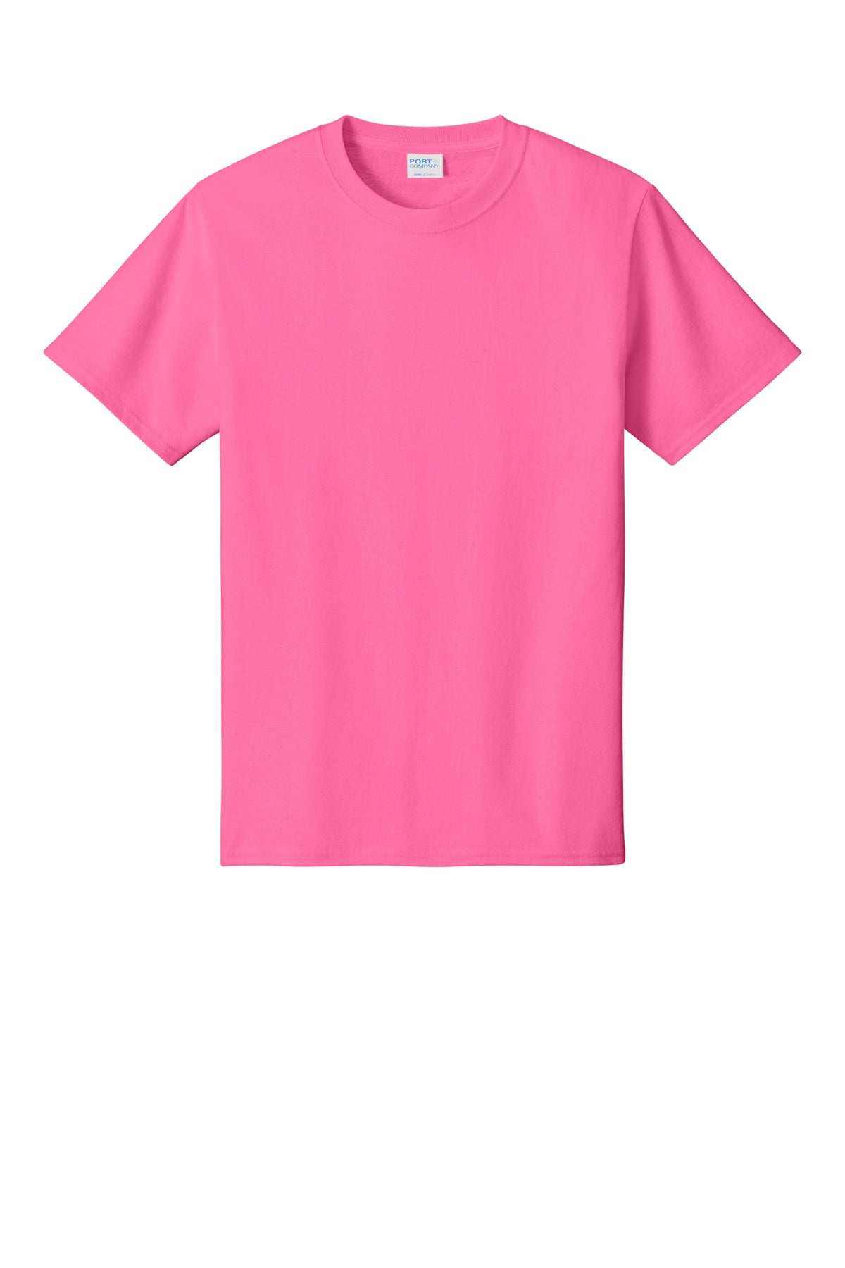 Port & Company PC54 Core Cotton Tee, Neon Pink, Flat front