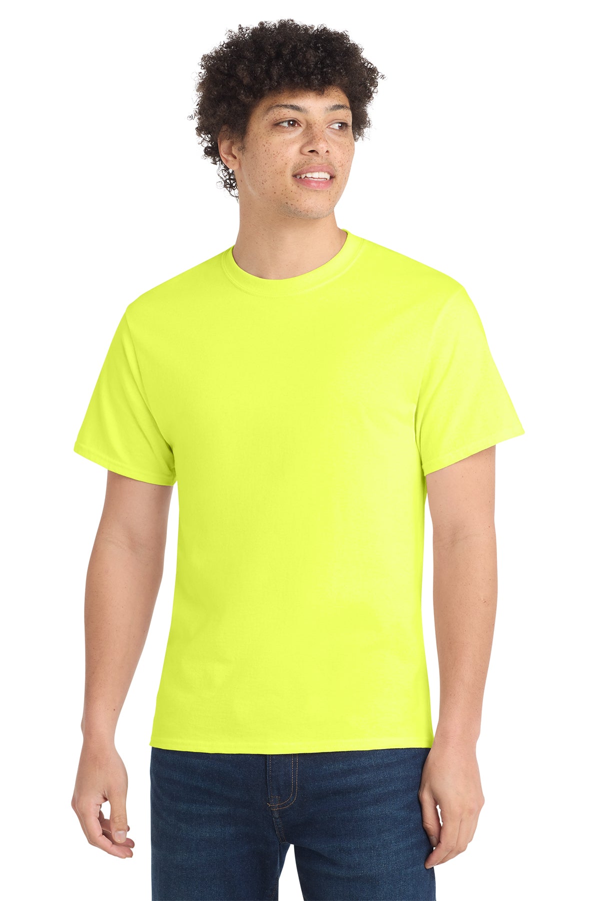 Port & Company PC54 Core Cotton Tee, Neon Yellow, Model front