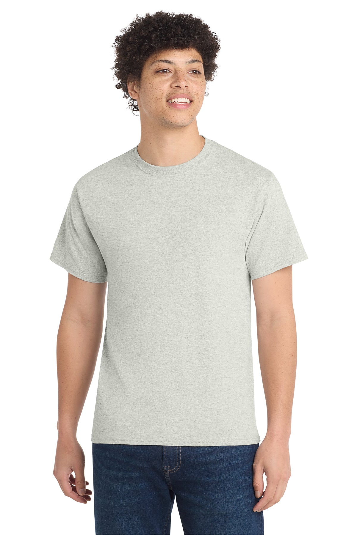 Port & Company PC54 Core Cotton Tee, Oatmeal Heather, Model front