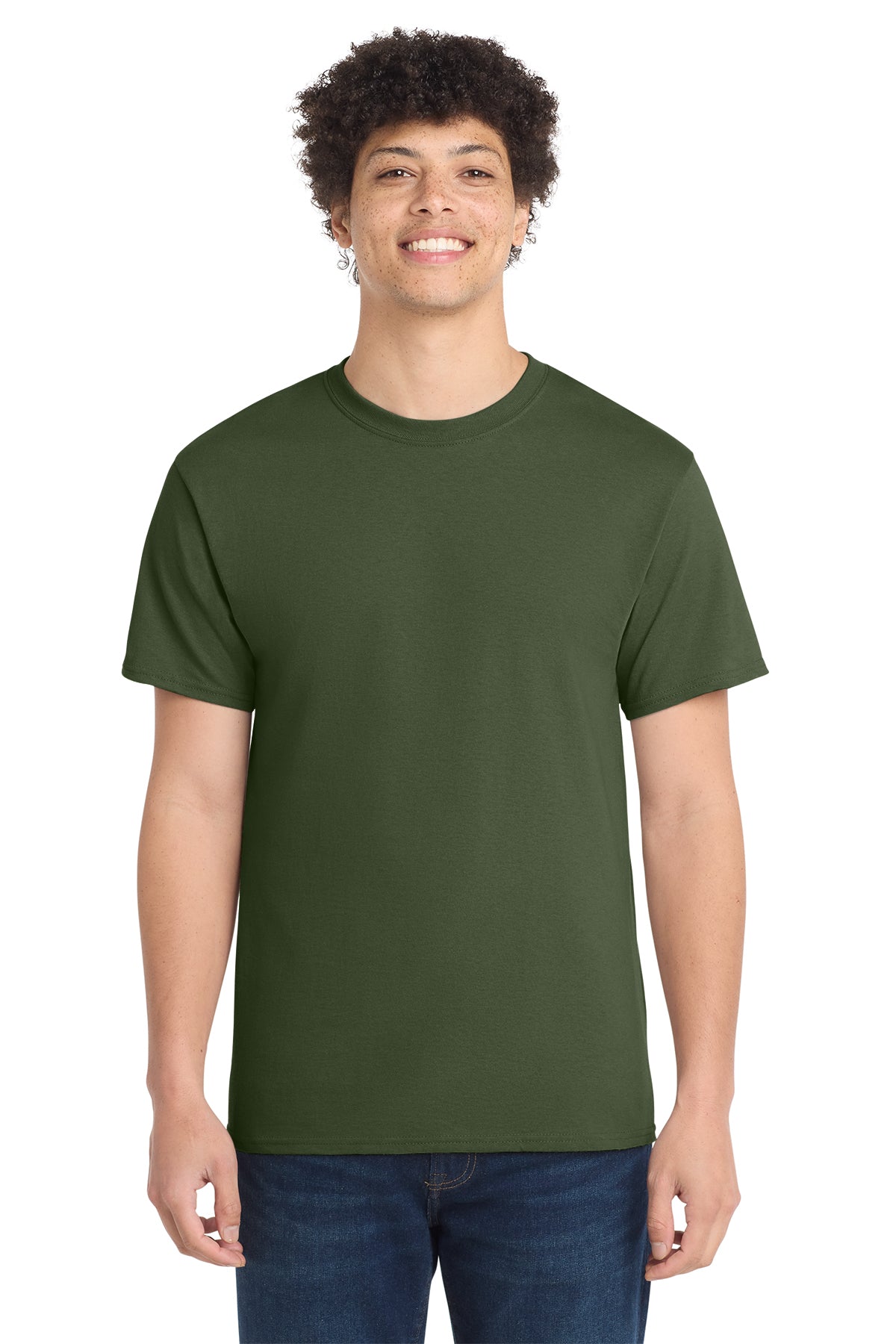 Port & Company PC54 Core Cotton Tee, Olive, Model front