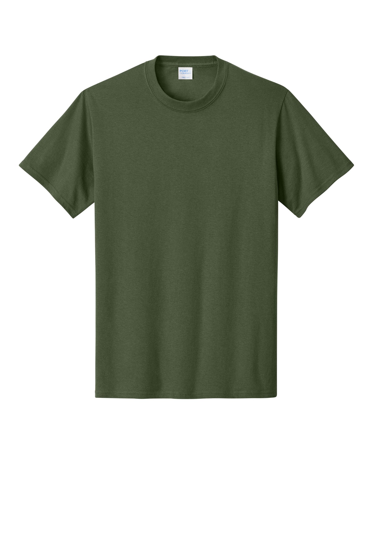 Port & Company PC54 Core Cotton Tee, Olive, Flat front