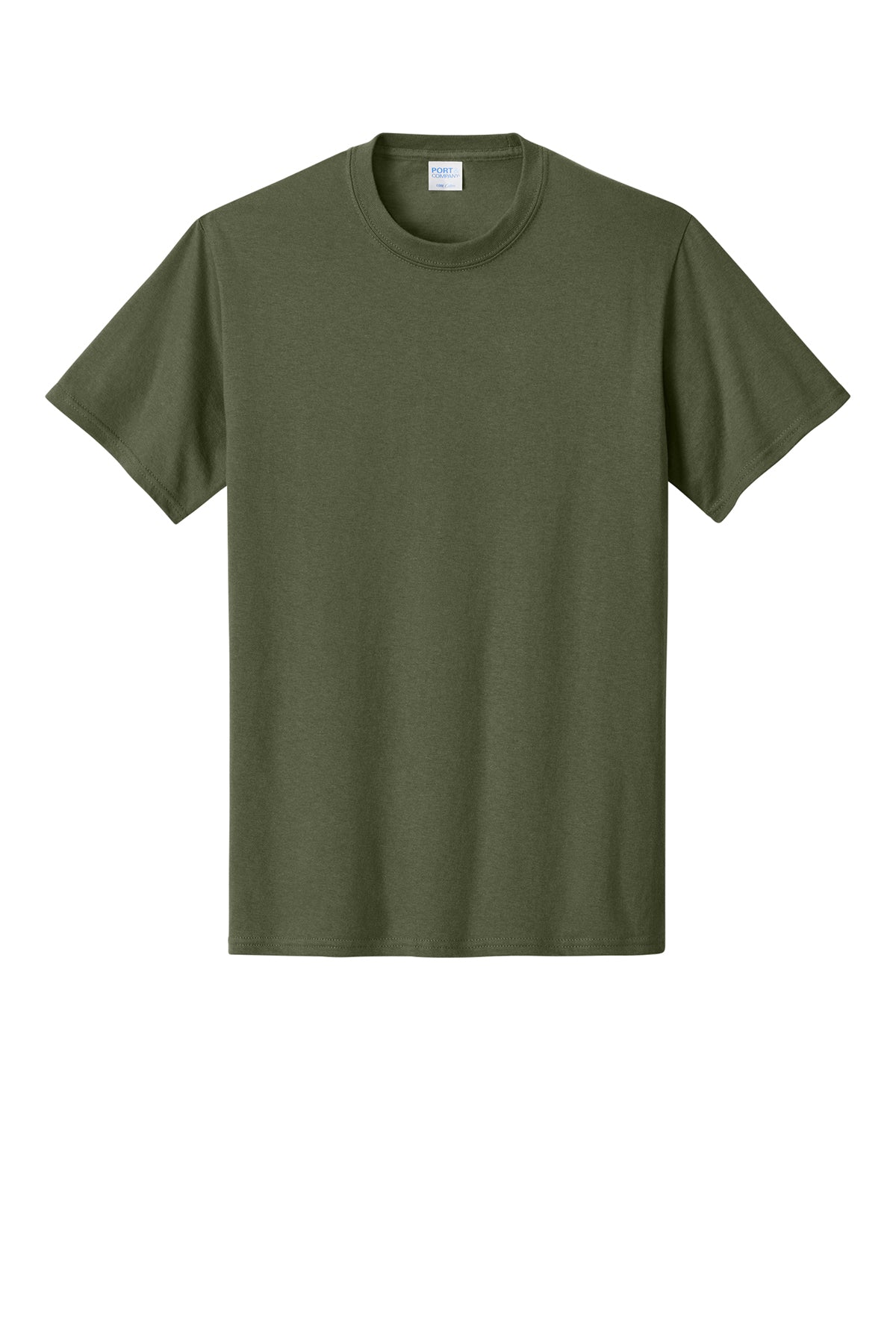Port & Company PC54 Core Cotton Tee, Olive Drab Green, Flat front