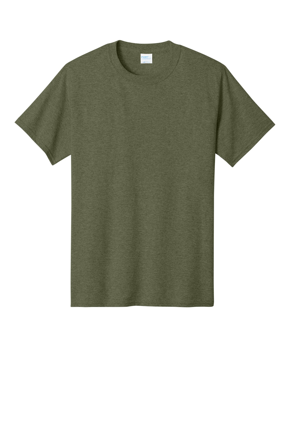 Port & Company PC54 Core Cotton Tee, Olive Drab Green Heather, Flat front
