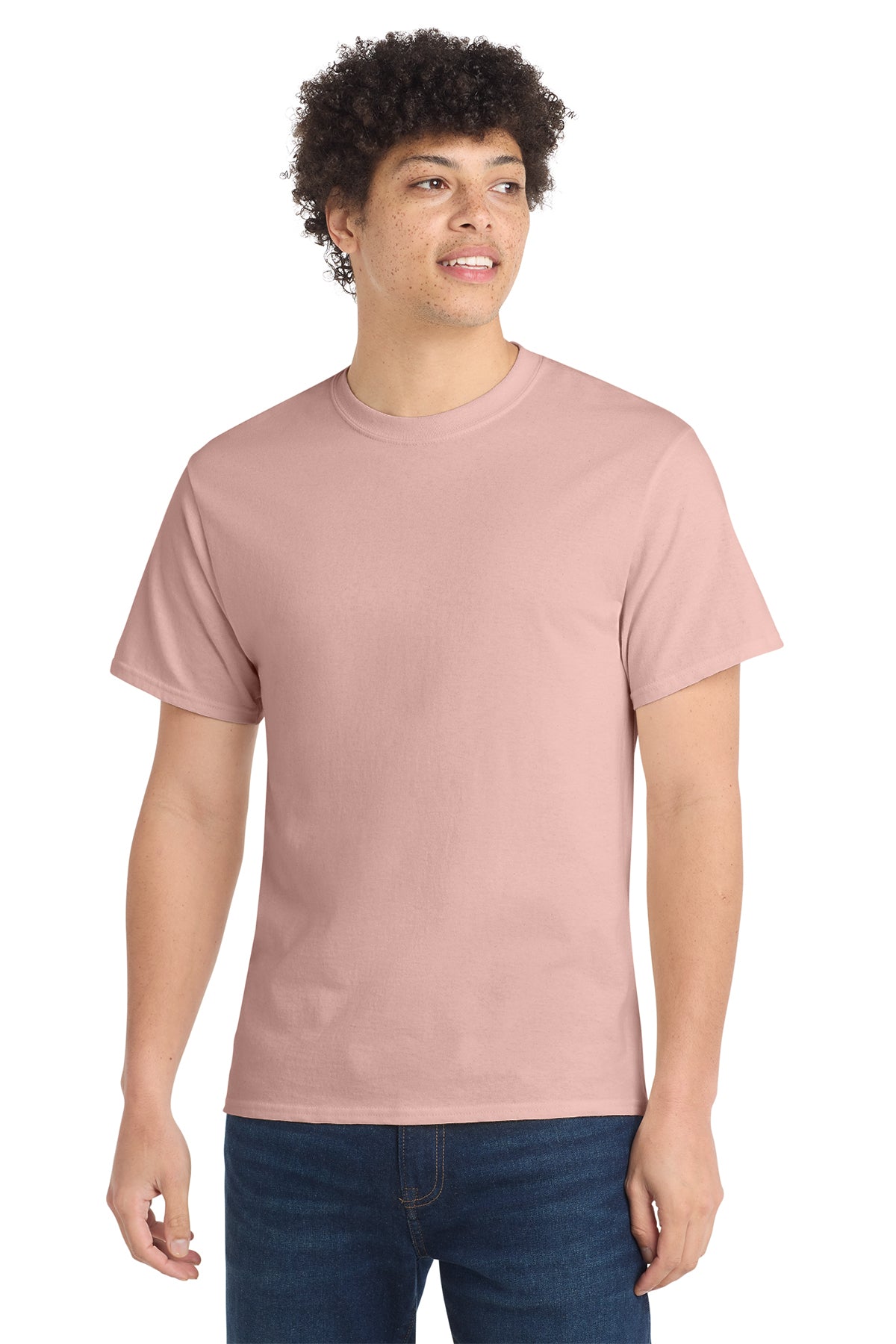 Port & Company PC54 Core Cotton Tee, Pale Blush, Model front