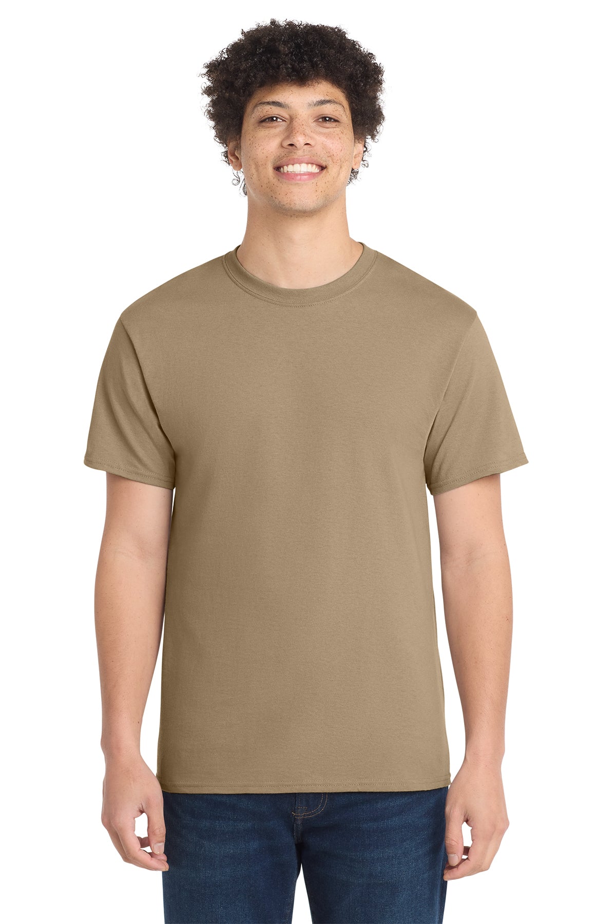 Port & Company PC54 Core Cotton Tee, Sand, Model front