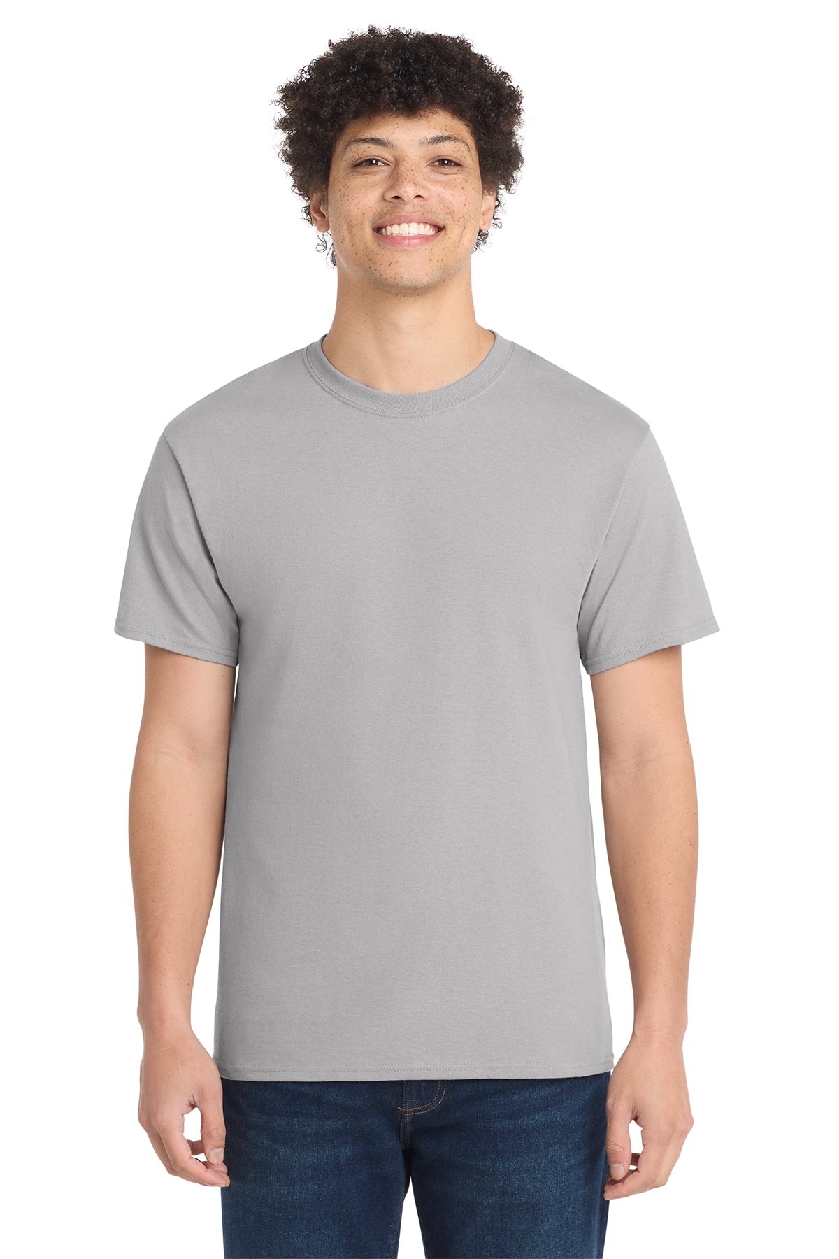 Port & Company PC54 Core Cotton Tee, Silver, Model front