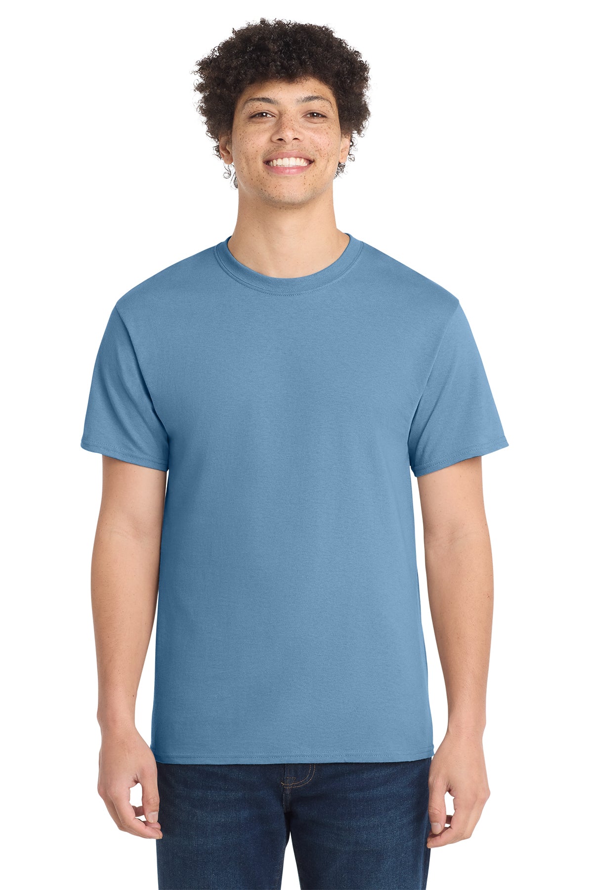 Port & Company PC54 Core Cotton Tee, Tundra Blue, Model front