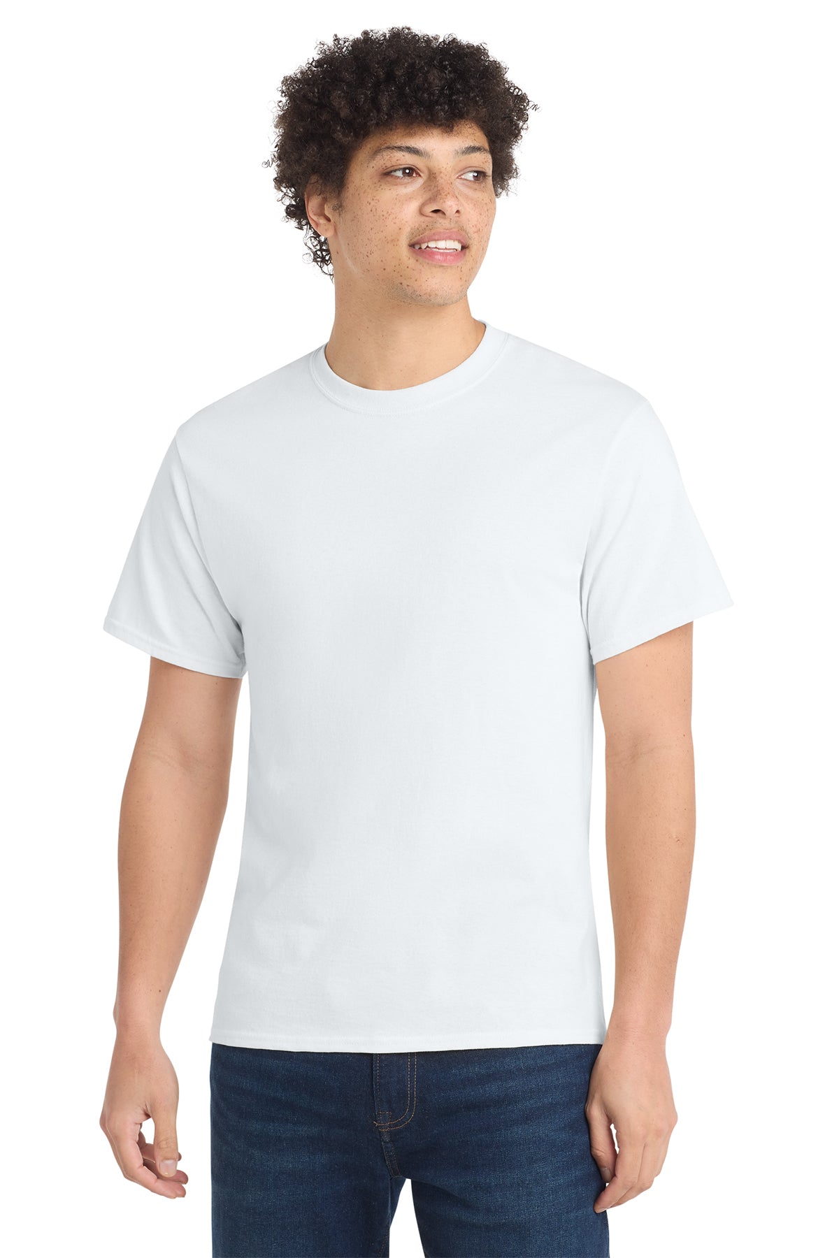 Port & Company PC54 Core Cotton Tee, White, Model front