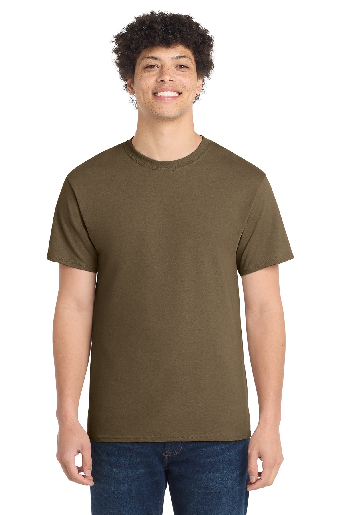 Port & Company PC54 Core Cotton Tee, Woodland Brown, Model front