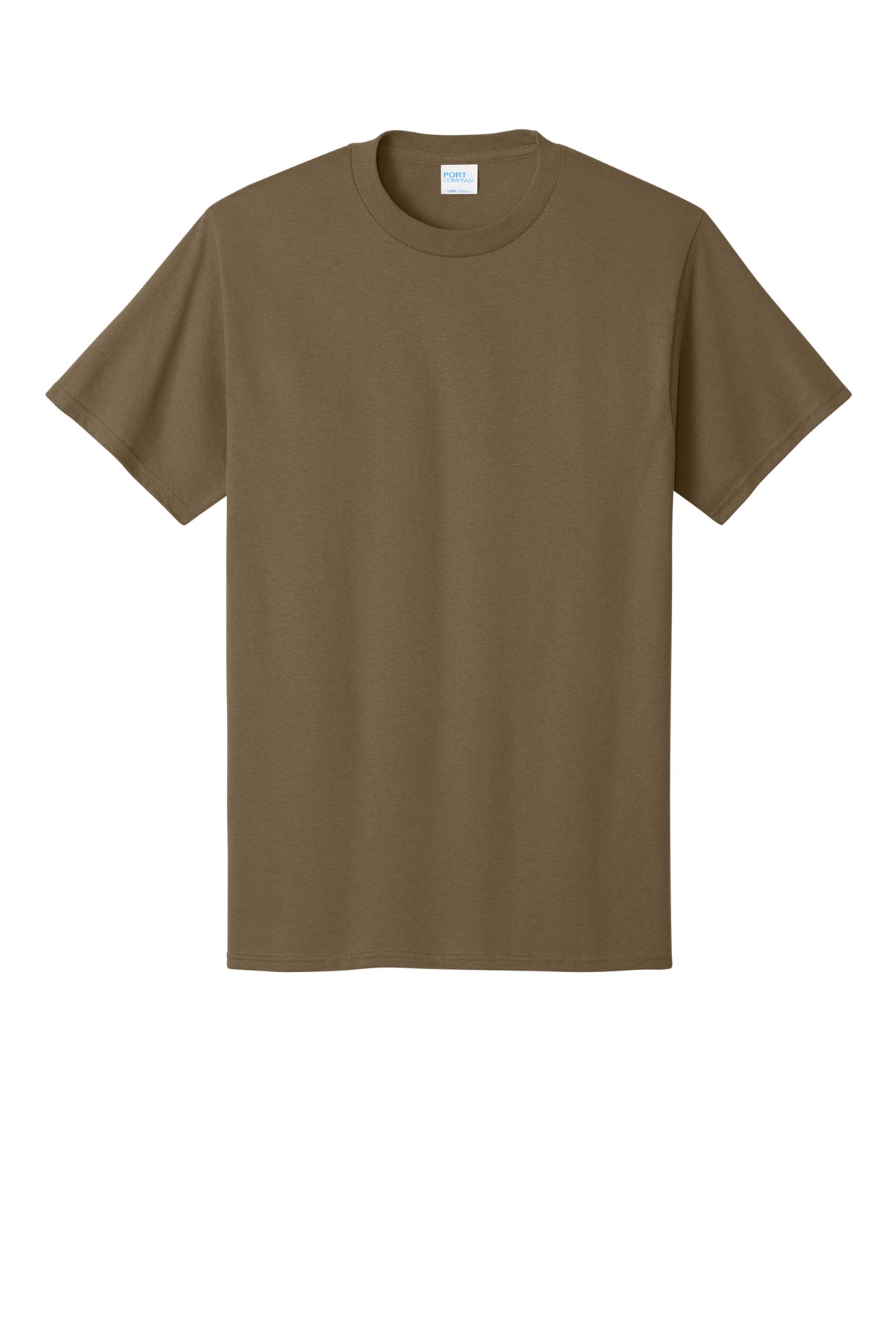 Port & Company PC54 Core Cotton Tee, Woodland Brown, Flat front