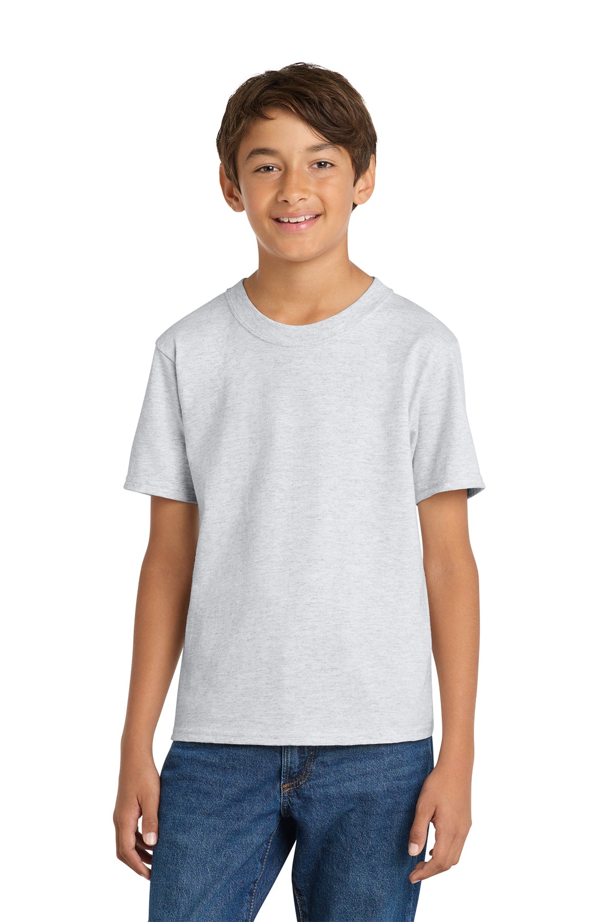 Port & Company PC54Y Youth Core Cotton Tee, Ash, Model front