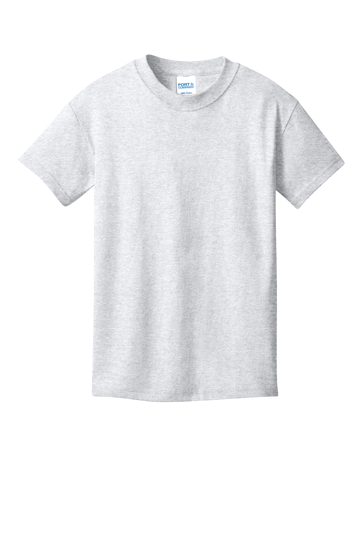 Port & Company PC54Y Youth Core Cotton Tee, Ash, Flat front