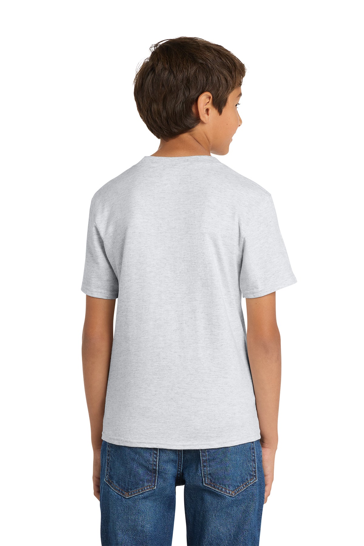 Port & Company PC54Y Youth Core Cotton Tee, Ash, Model back
