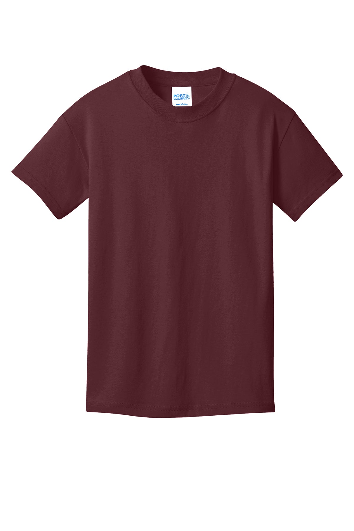Port & Company PC54Y Youth Core Cotton Tee, Athletic Maroon, Flat front